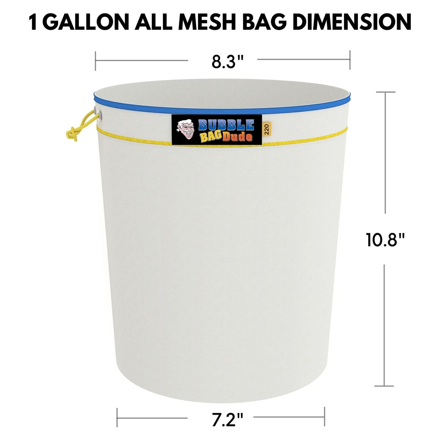 BUBBLEBAGDUDE Bubble Bags - All Mesh 1 Gallon, 8 pack - Complete herbal ICE Bubble Bag Extraction Kit with 10 x 10 inch pressing screen & storage pouch.