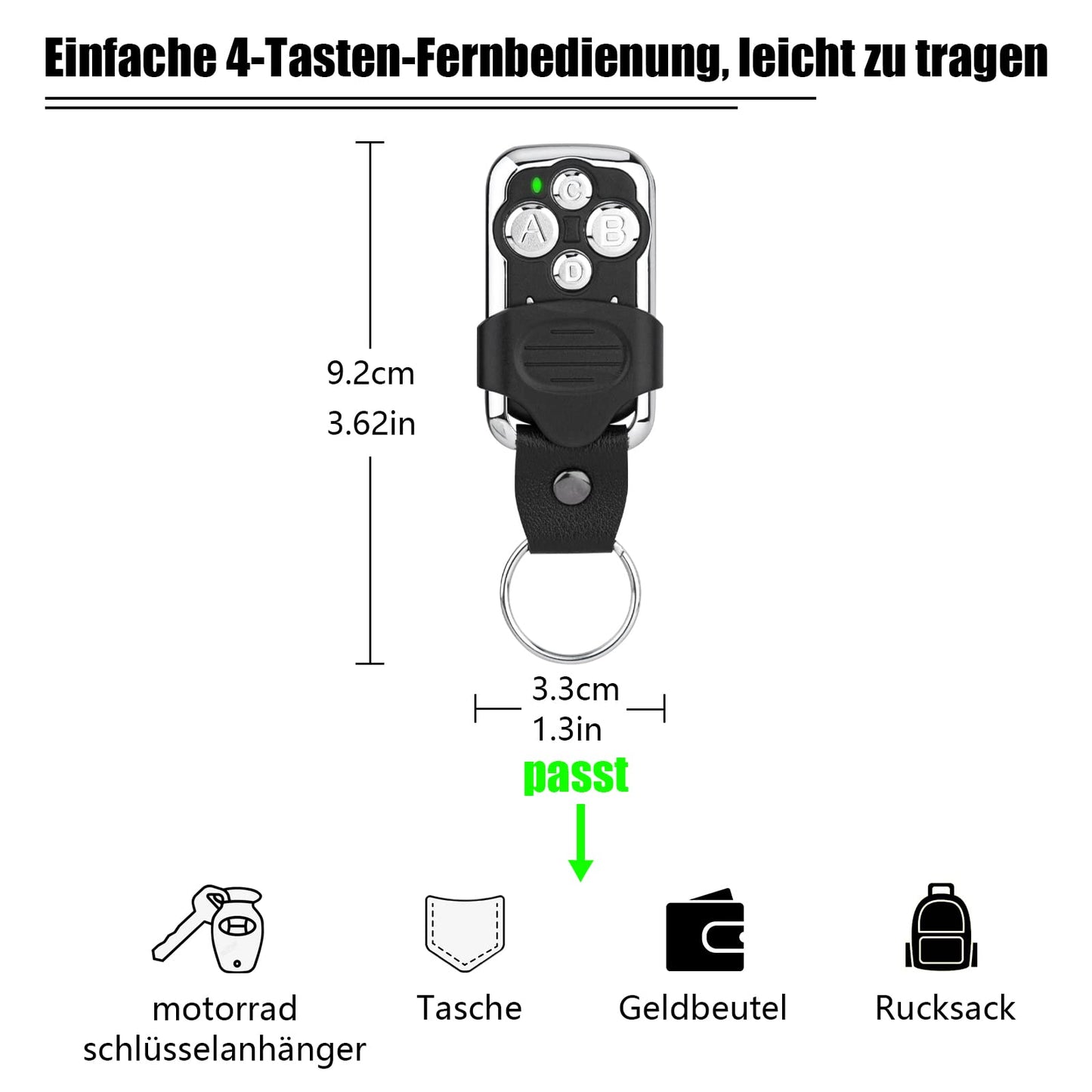 2 x 868.8 MHz garage door remote control only compatible with Sommer gate drives 4020 TX03-868-4 4020V000 4-command transmitter