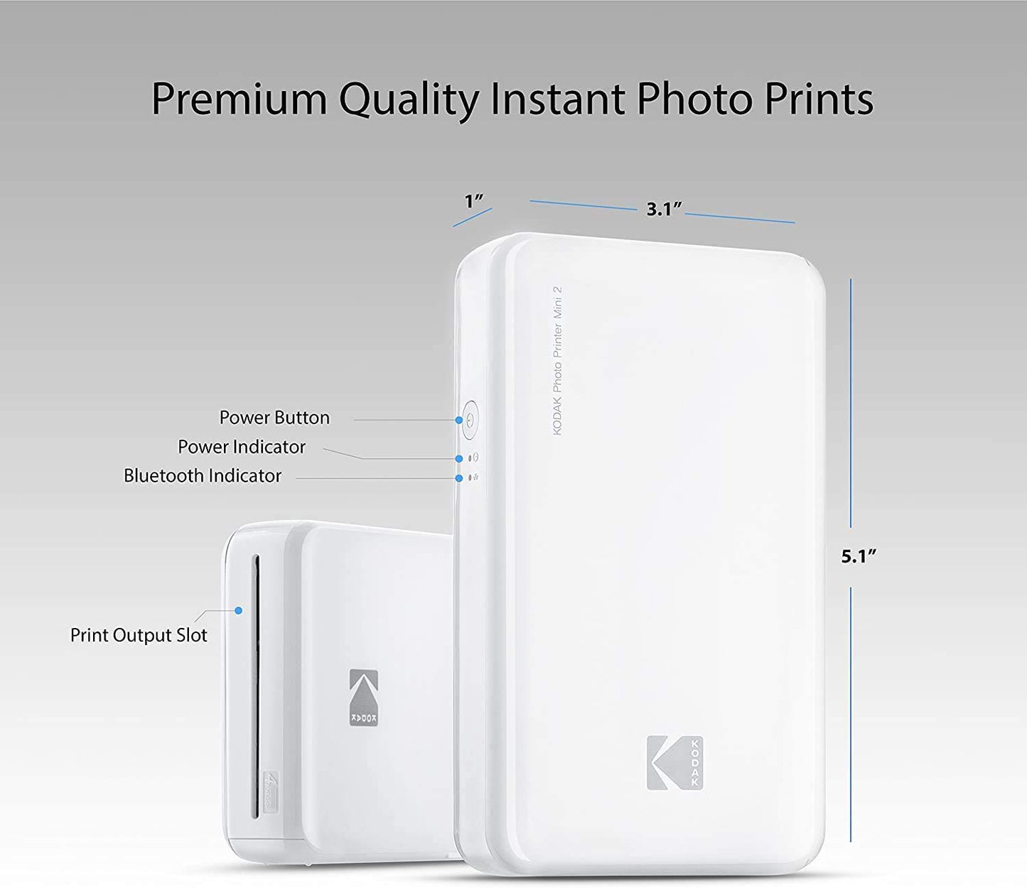 Kodak Mini 2 HD Wireless Mobile Instant Photo Printer with 4 Pass patented printing technology (Blue) - Compatible with iOS & Android devices - Real Ink in an Instant