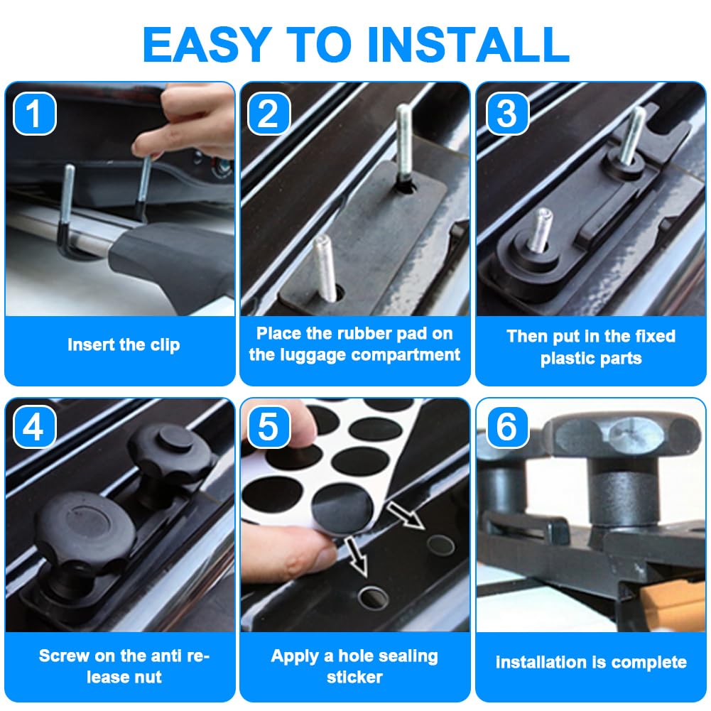Abnaok 4 Piece Universal Roof Box Mounting U-Bolts, Roof Box Holder Mounting, Stainless Steel U-Bolt Installation Accessories