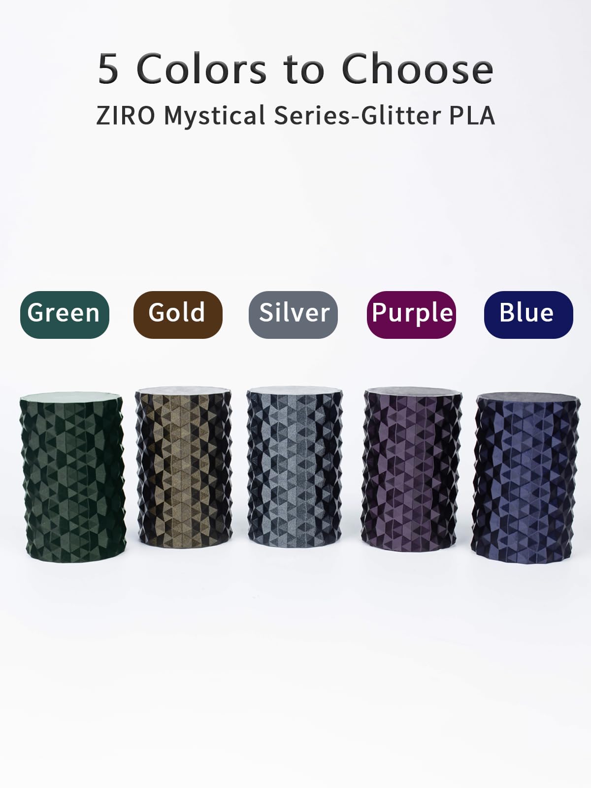 ZIRO 3D Printer Filament Mystical Series 1.75mm PLA Filament, shiny sparkling PLA with finer glitter, 1kg/2.2lbs spool, compatible with most FDM FFF 3D printers, Midnight Gold
