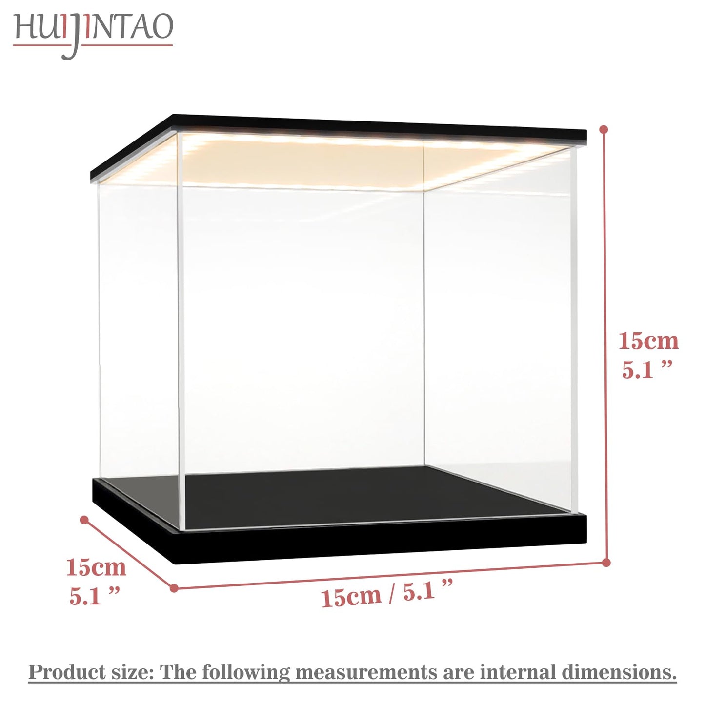Acrylic showcase / display case for model cars, figures | with LED lighting (15x15x15 cm)
