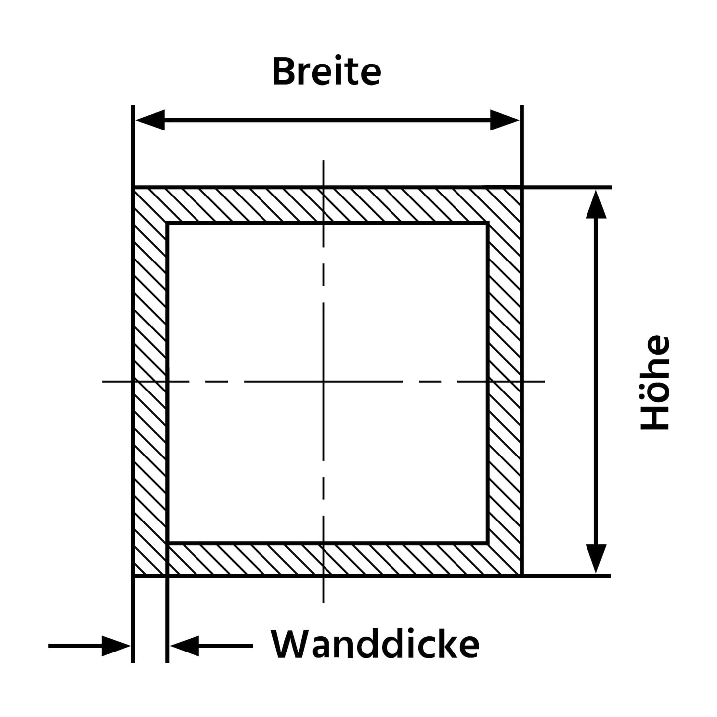 Aluminum square tube | AlMgSi0.5 | EN AW-6060 | unfinished | 35 x 35 x 3 mm | Length: 2,000 mm ± 5 mm