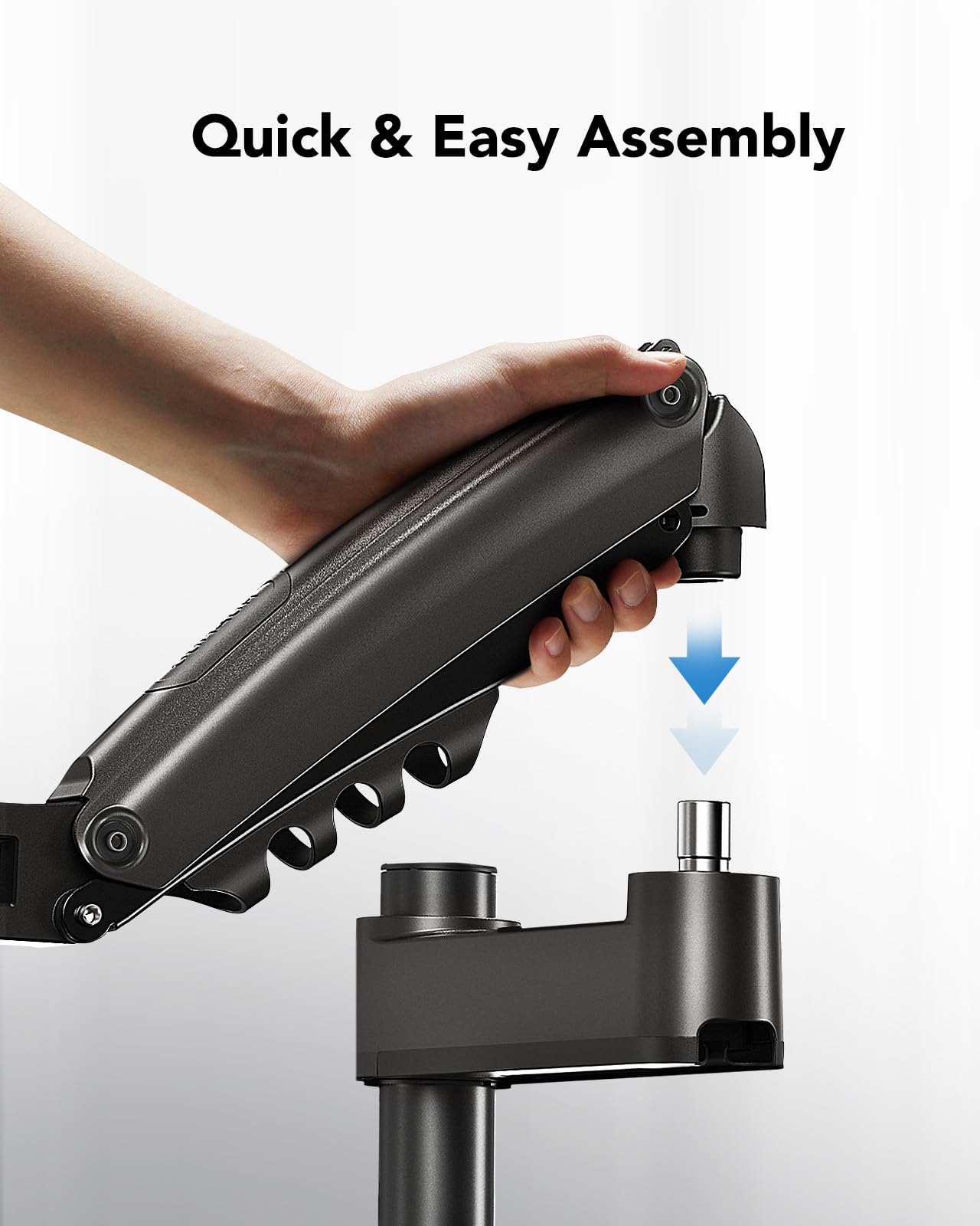 HUANUO 13-34 inch monitor mount for LCD LED screen holds 2-9 kg, gas spring monitor arm, single arm monitor stand VESA 75/100 mm, 360° rotation, 180° swivel
