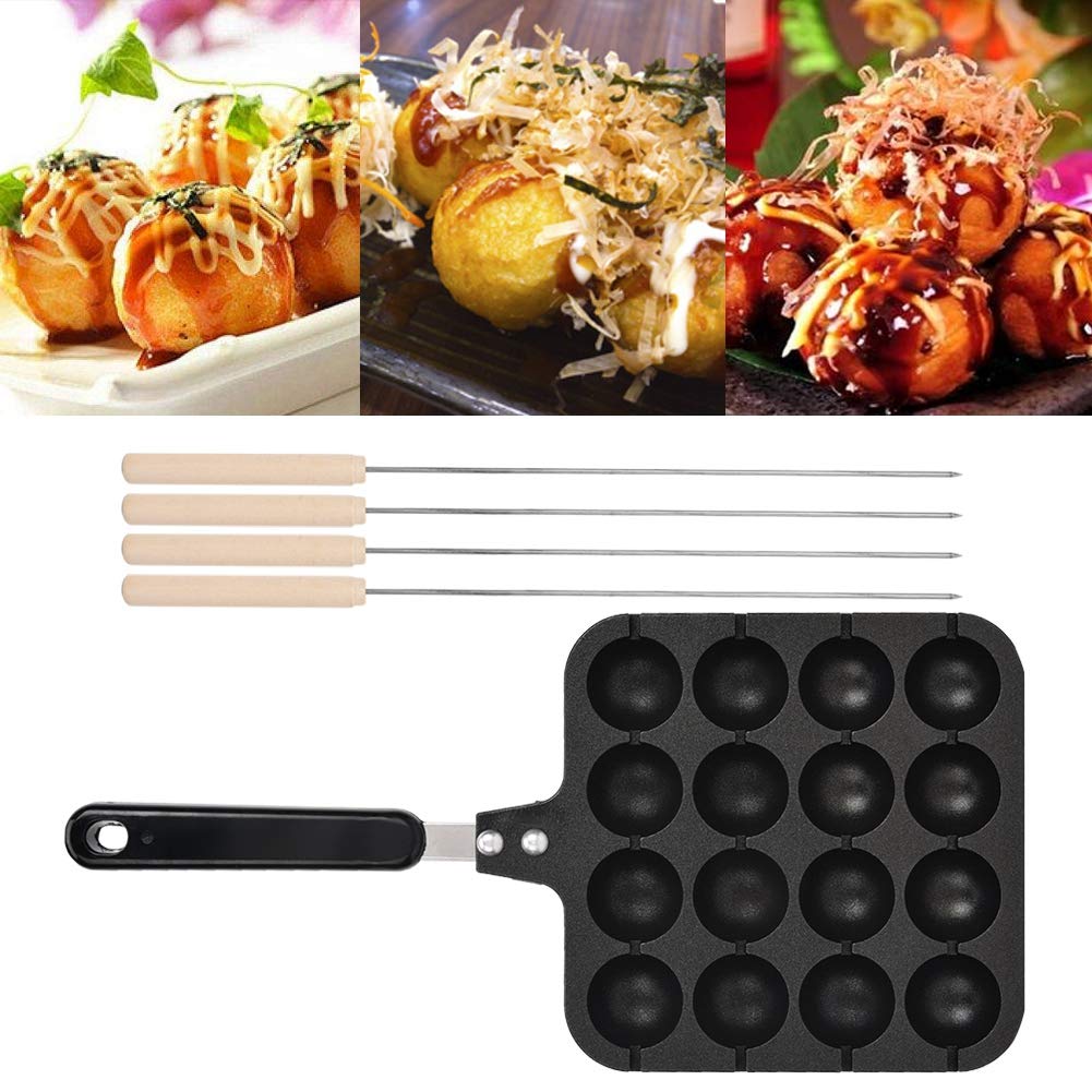 Mumusuki Takoyaki Grill Pan Plate Cooking Baking Mold Tray Cast Aluminum Nonstick Japanese Food Round Pancakes Kitchen