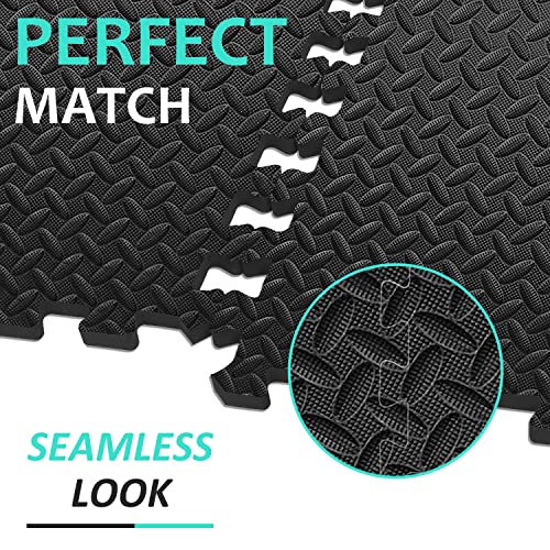 BEAUTYOVO Puzzle Exercise Mat with 12/24/48 Tiles Interlocking Foam Gym Mats, 24'' x 24'' EVA Foam Floor Tiles, Protective Flooring Mats for Gym Equipment