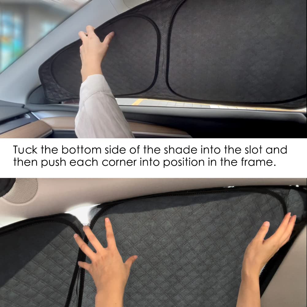 TESBEAUTY Upgraded Tesla camping privacy curtains provide sun protection for camping, sunshades for Tesla Model Y UV blockers with 4-layer material, 7 pieces.