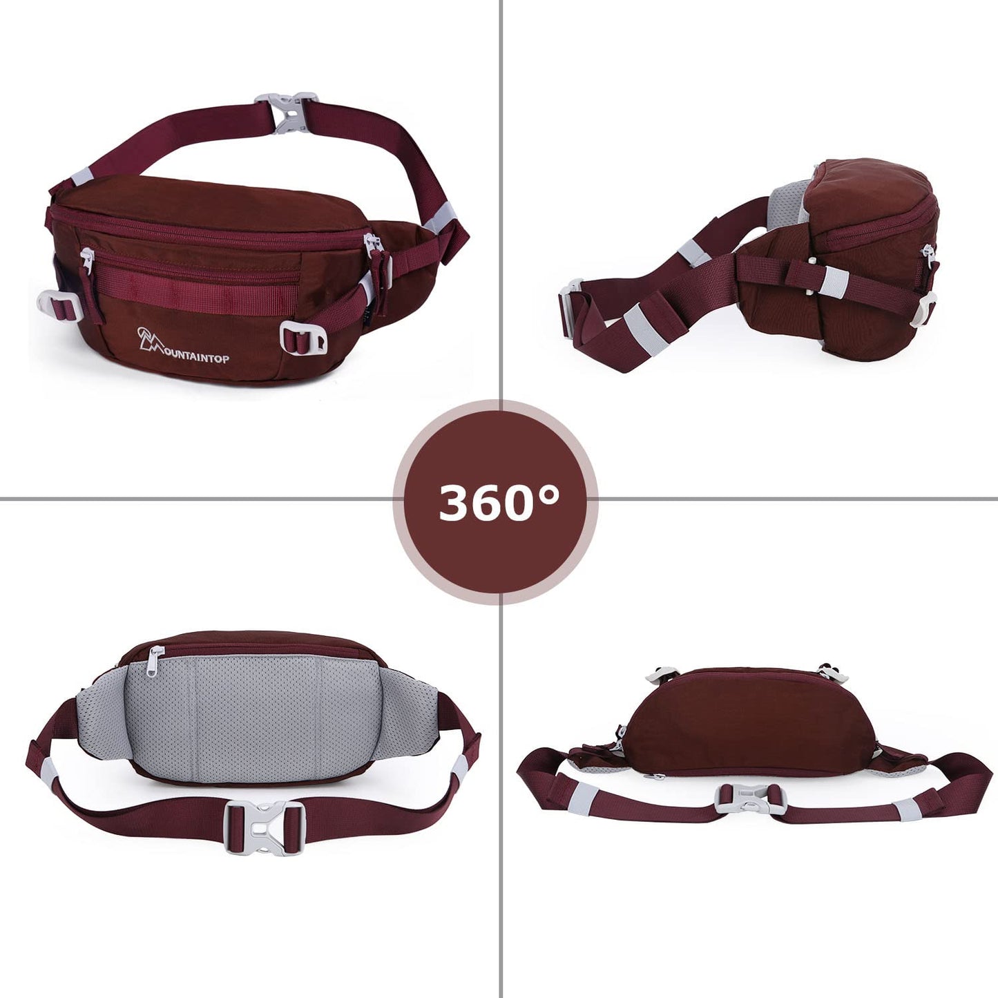 MOUNTAINTOP Waist Pack Women's Sports Waist Bag Lightweight Fanny Pack for Outdoor Hiking Travel Running Fitness Jogging (Reddish Brown)
