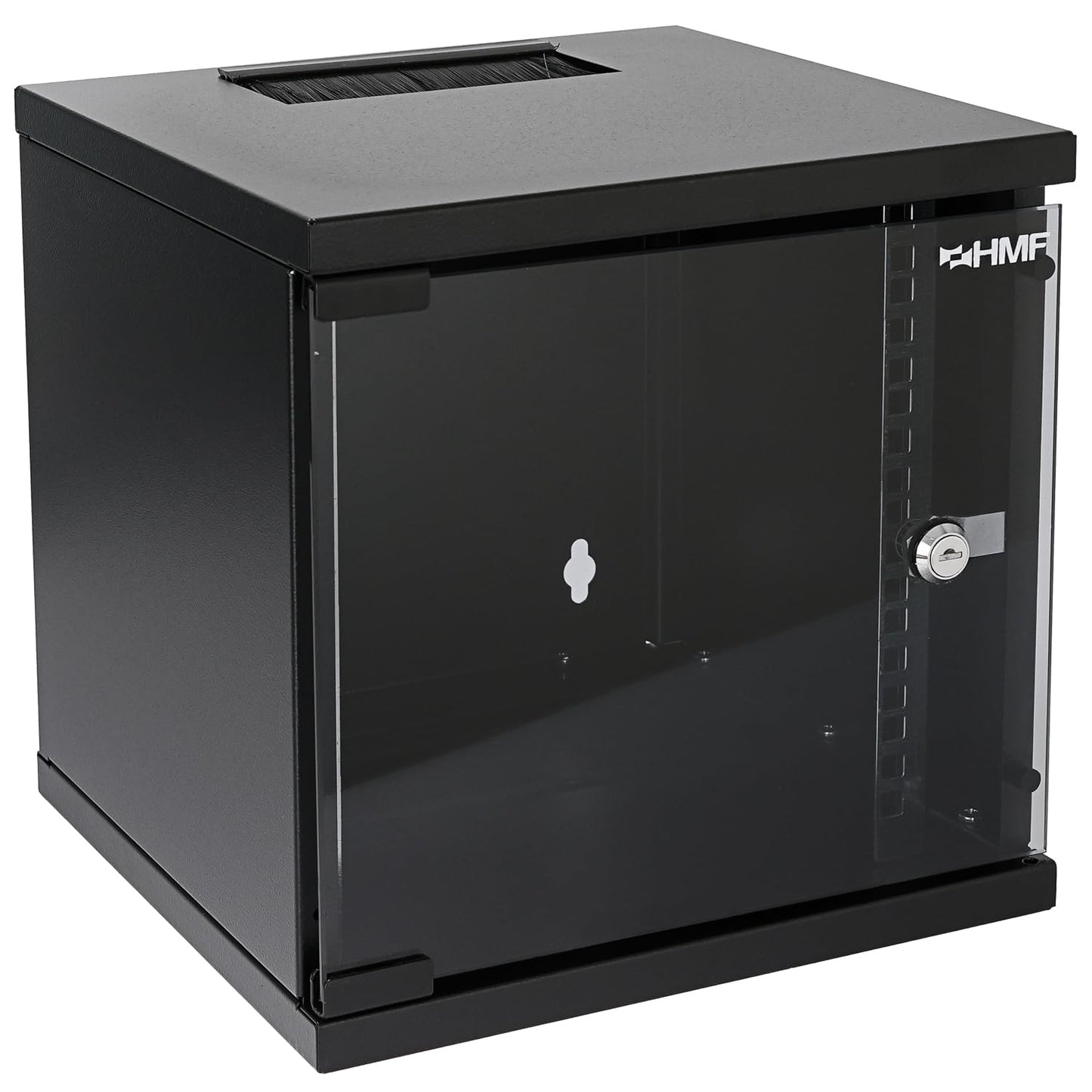 HMF 63406-02 network cabinet, server cabinet 10 inches | 6U | 300mm depth | Fully assembled | Glass door | Black