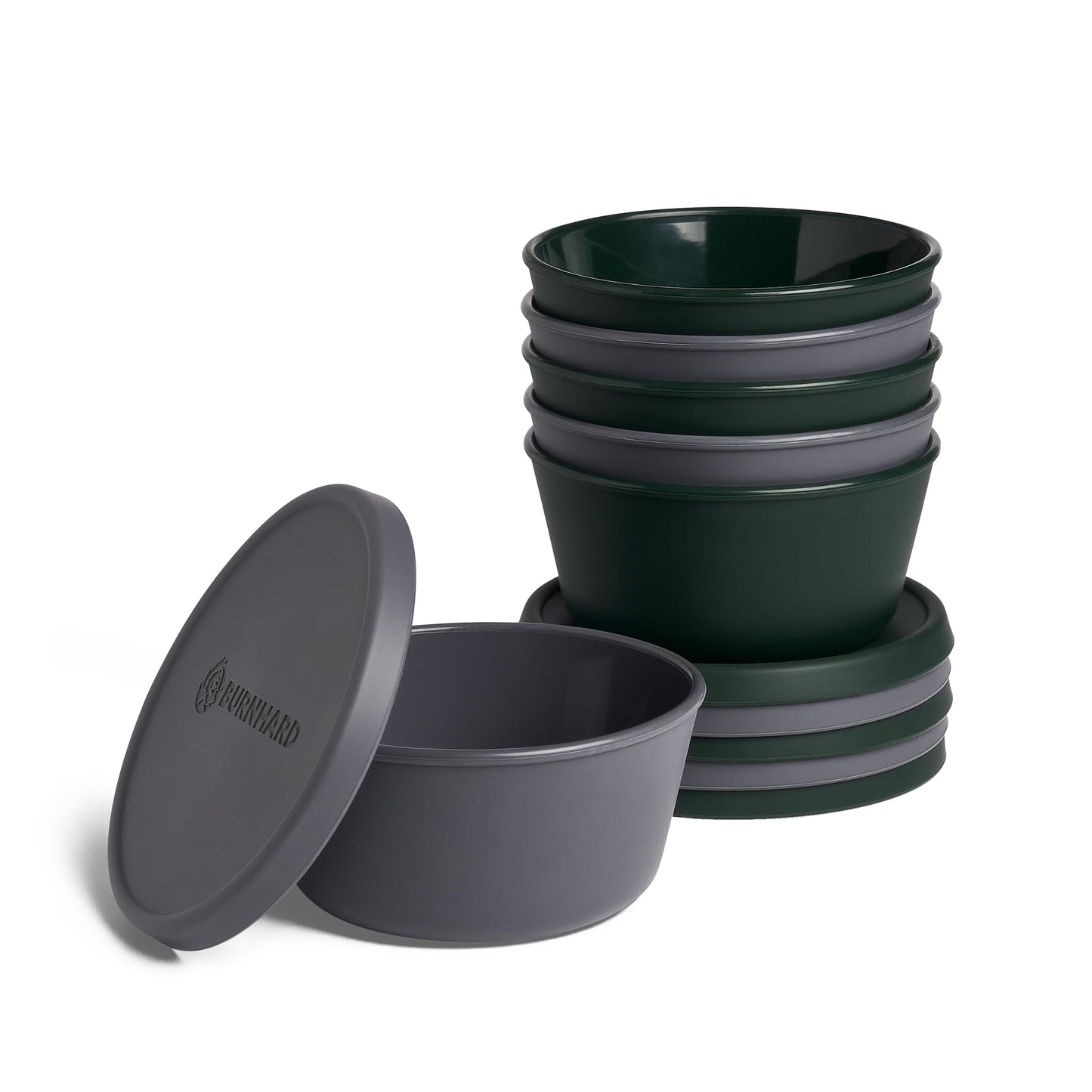BURNHARD Pizza ball box with lid, airtight, set of 6 made of BPA-free silicone, stackable, temperature-resistant (-20 to 230 °C), ideal for proofing, freezing & baking.