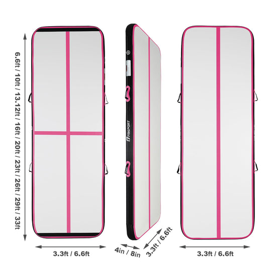 FBSPORT Airtrack Mat, 20cm Thick 4M Tumbling Mat, Gymnastics Mat with Air Pump, Training Mat with Carry Bag, Yoga Mat for Home, Outdoor.