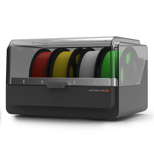 Anycubic Color Engine Pro for Kobra 3 Max series, filament drying with moisture presetting, nozzle clog detection, Intelligent ACE Pro for easier filament management.
