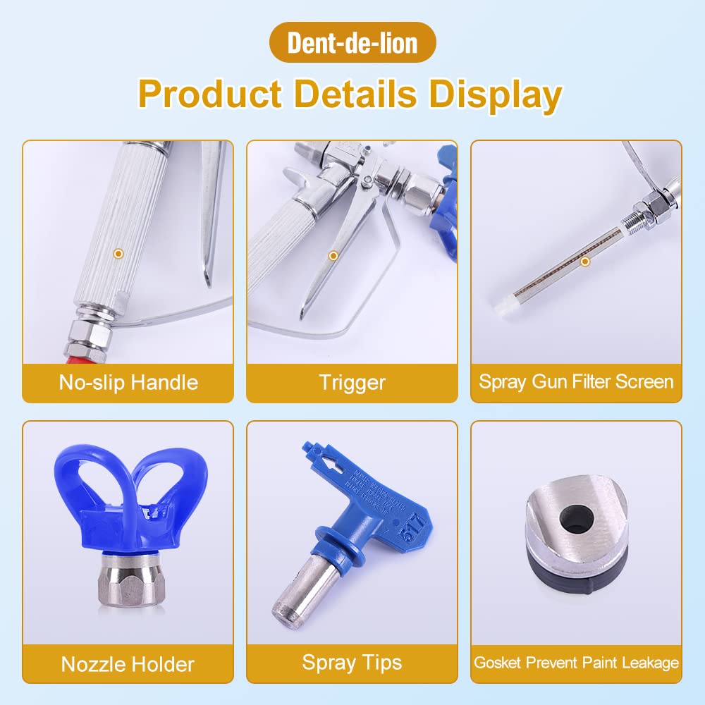 3600 PSI Airless Paint Gun High Pressure + Nozzle Seat +5 x Airless Paint Gun Filters