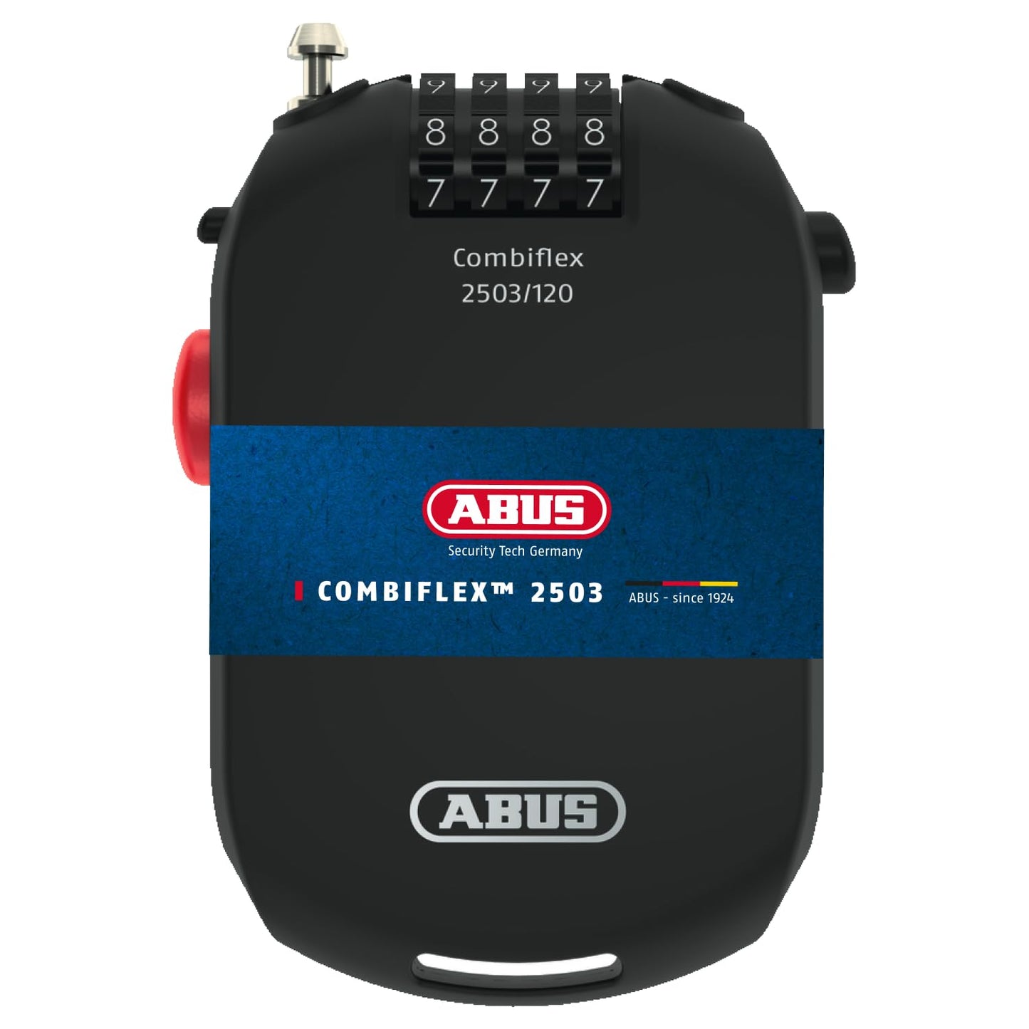 ABUS Special Lock Combiflex 2503/120 - Suitable for securing luggage, skis, helmets - 120 cm steel cable - with combination lock - Black