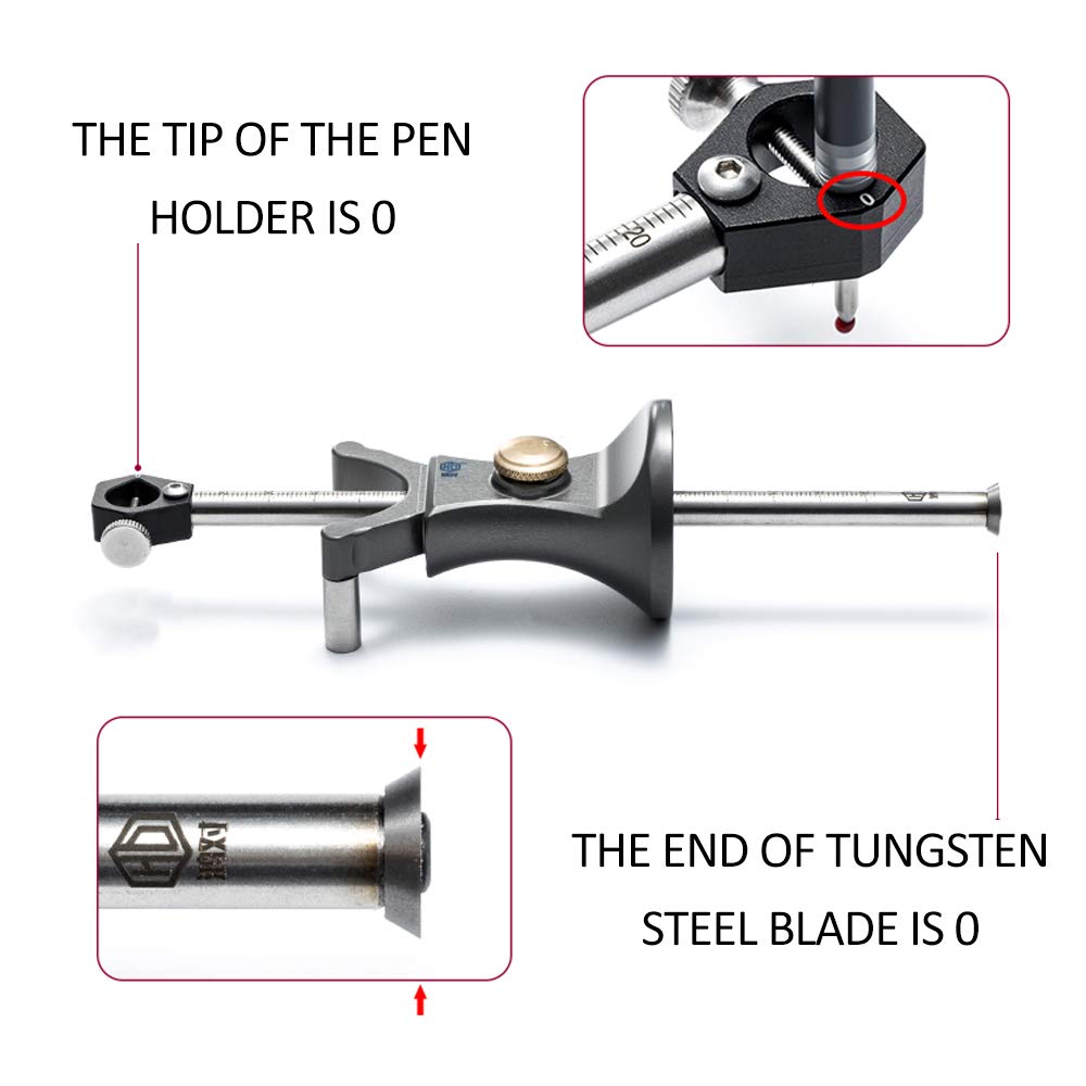 Vislone scribing tool, DIY wood dual-purpose scribing tool for drawing lines and arcs, multifunctional aluminum alloy scribe tool (Type 1)