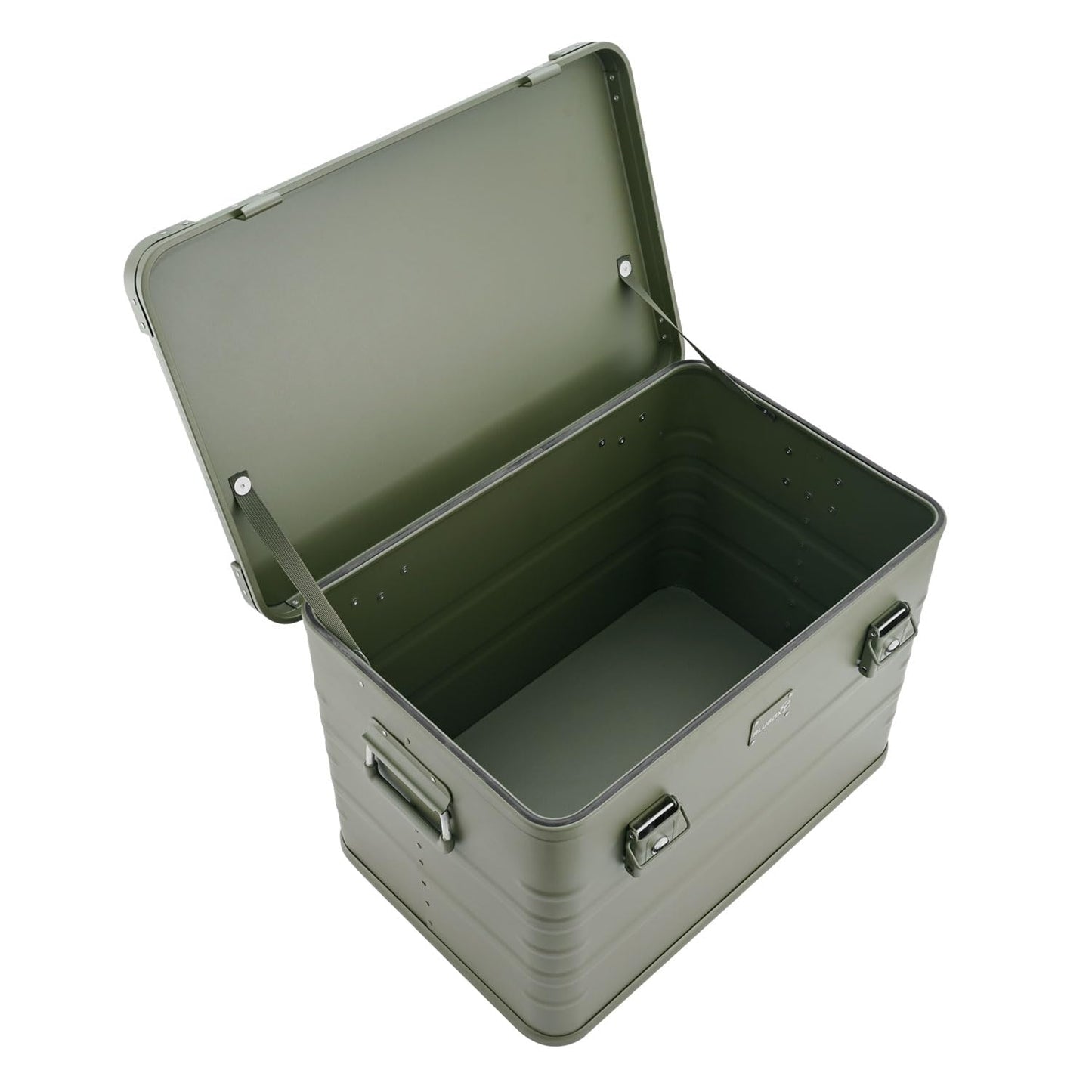 Aluminum box lockable E78G OLIVE GREEN - Premium storage box 78 liters - Material thickness 1mm - Lid with aluminum die-cast stacking corners and rubber seal - including locks - painted