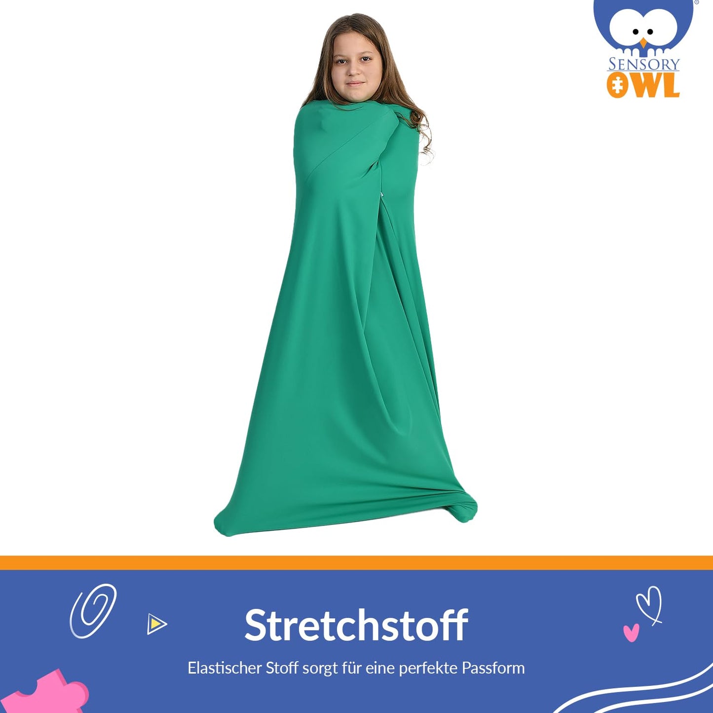 Sensory Owl full body sock sensory kids and adults full body wrap stress relief autism ADHD tool XXXL 190 cm Green