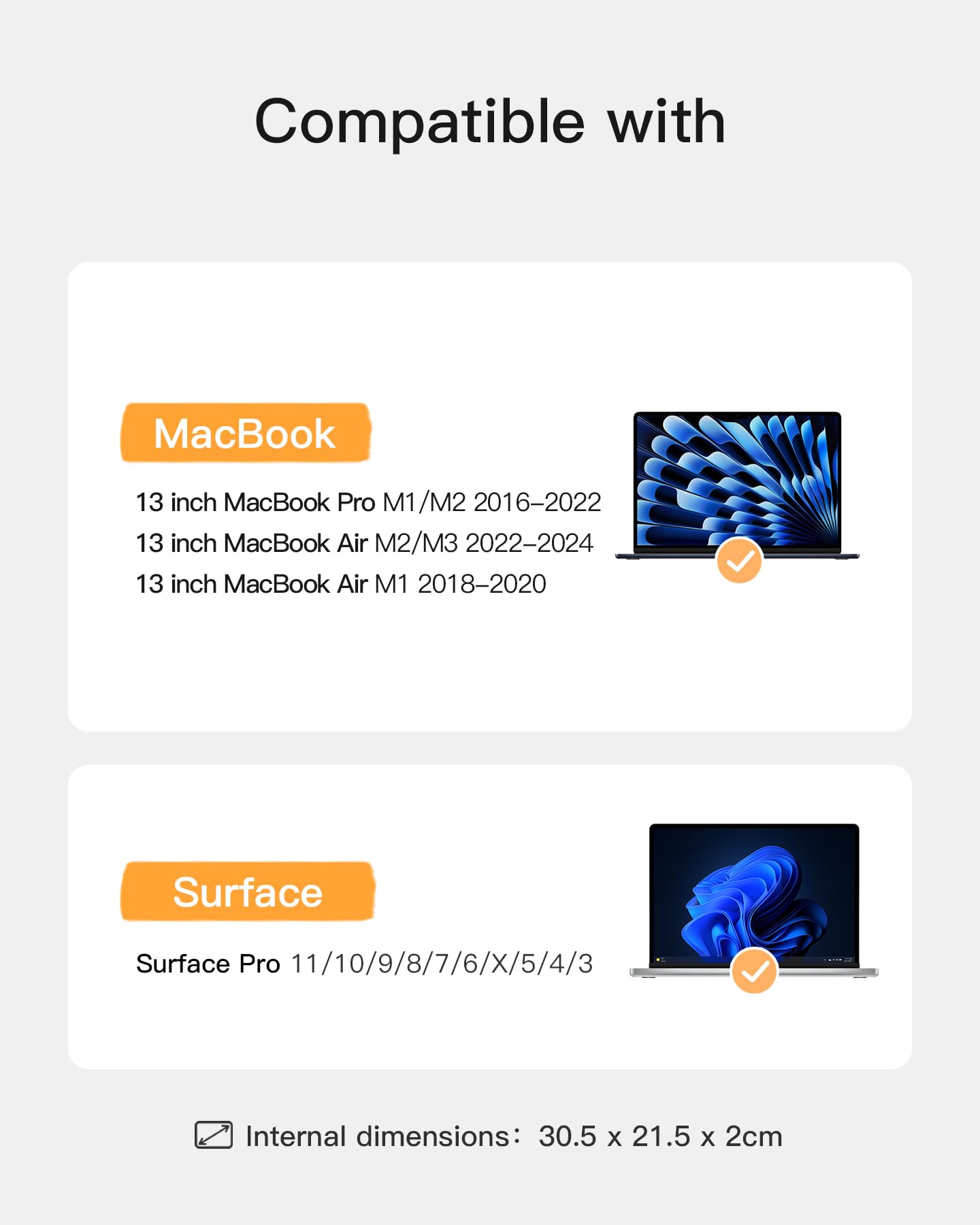 Inateck 360° all-around protection laptop sleeve compatible with 13-inch MacBook Air M4/M3/M2/M1 2025-2018 A3113 A2681 A2337, 13-inch MacBook Pro M2/M1 2022-2016 A2686 A2338.
