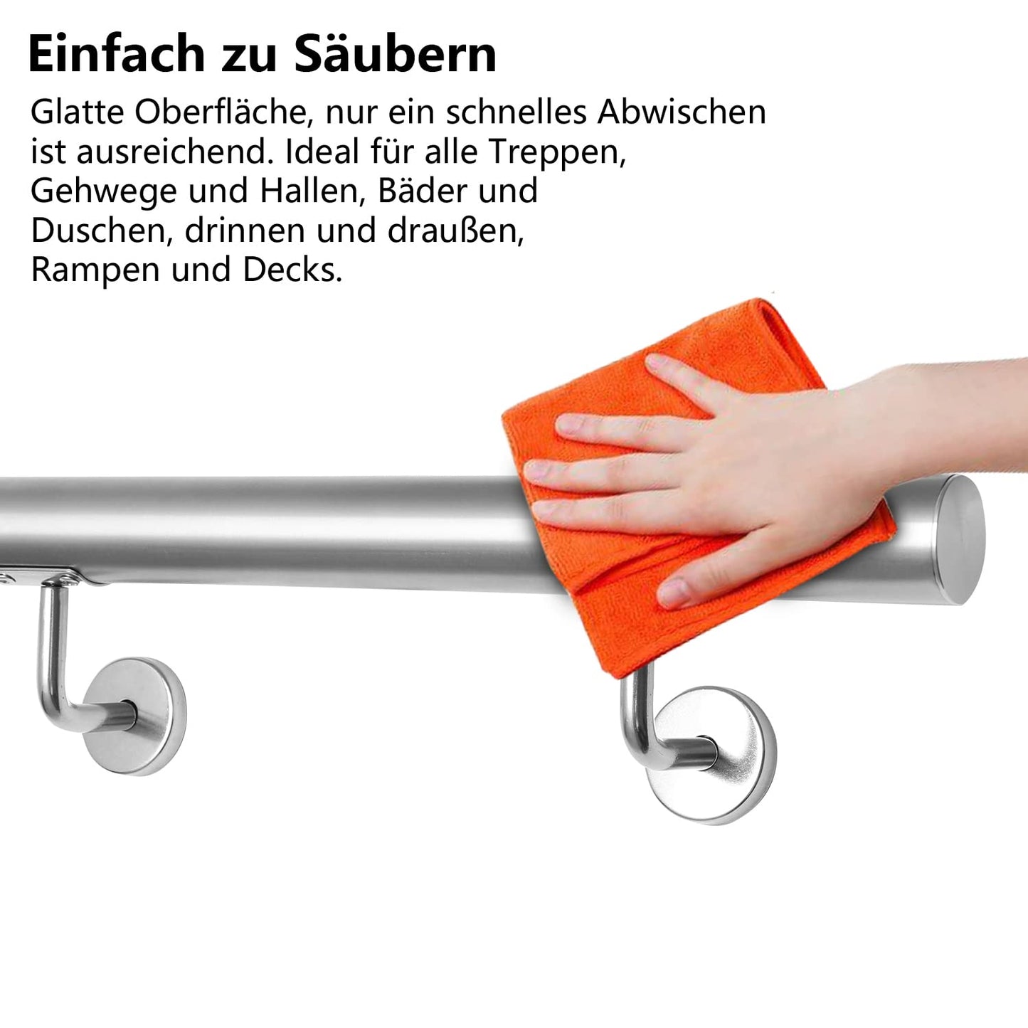 Ansobea handrail 180cm, stainless steel stair rail longer rail, for indoor and outdoor stairs, stair railing