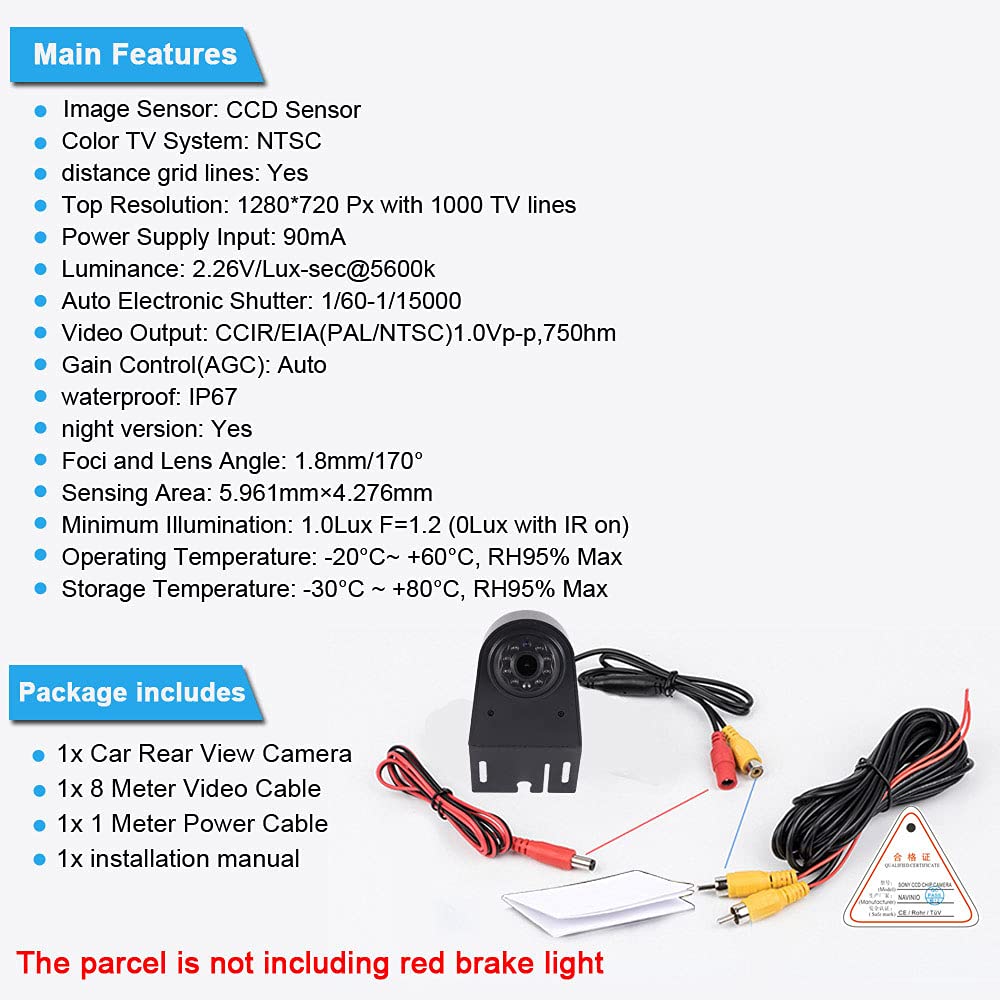 18mm lens top quality car brake light reverse camera replacement for Viano Vito W639 transporter 3 brake light 2003-2014 (18mm lens top quality)