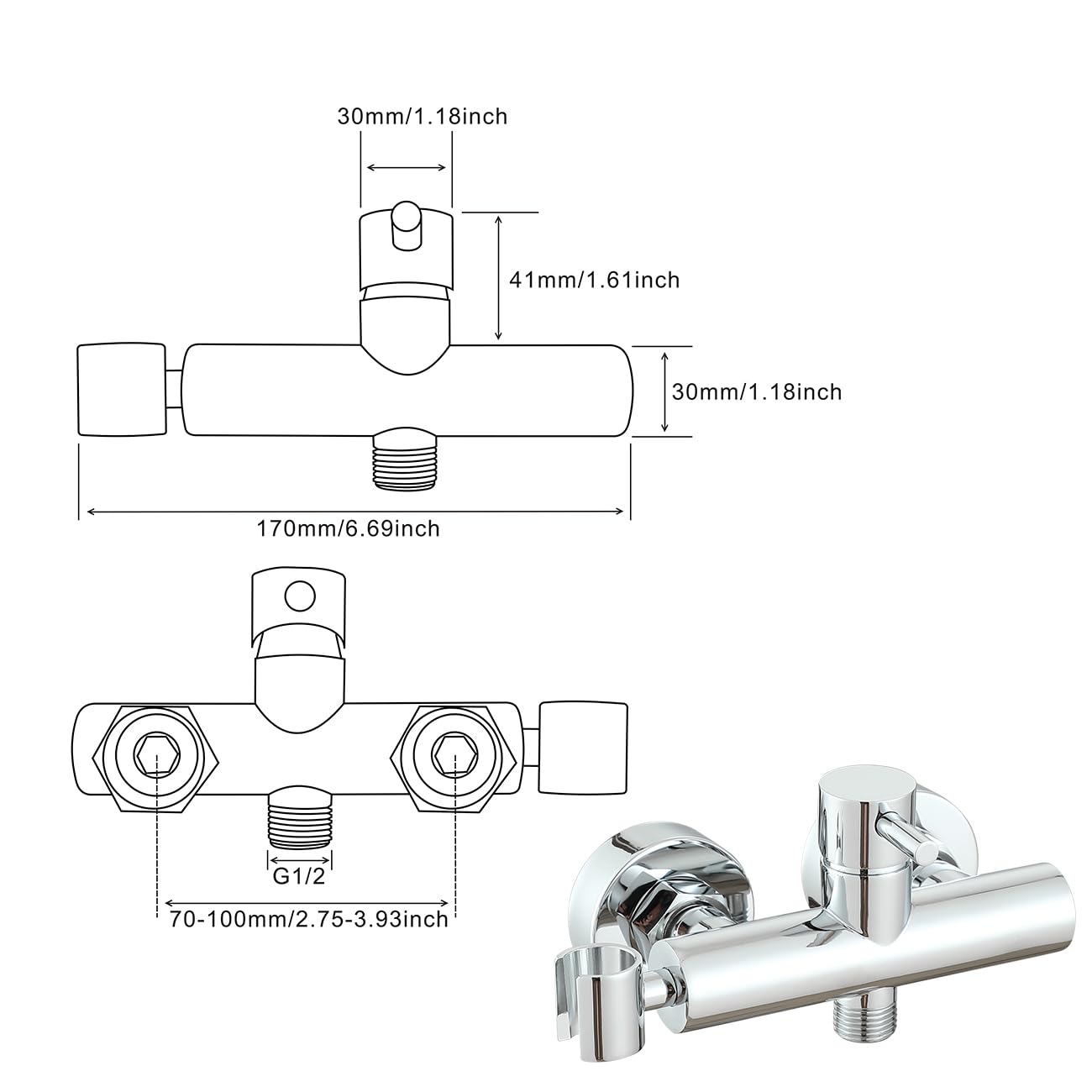 Ownace wall-mounted bidet mixer, chrome finish, spray set, toilet, shower, Muslim hot and cold bidet tap with shattaf spray set.
