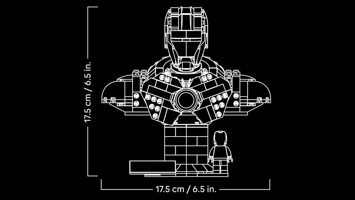 LEGO | Marvel Iron Man MK4 Bust - Adult building set for display including Tony Stark minifigure, with retractable cannons and a swiveling head - Collectible & gift idea for fans - 76327