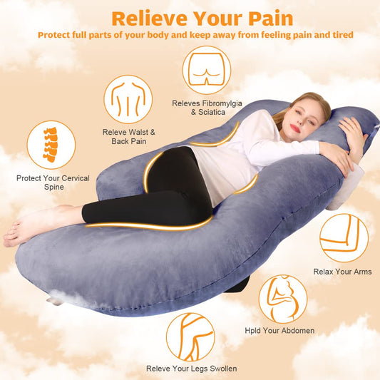 Chilling Home Pregnancy Pillow J Shape, Side Sleeper Pillow with Cover J Pillow Nursing Pillow large Support Pillow, Pillow for Women and Side Sleepers