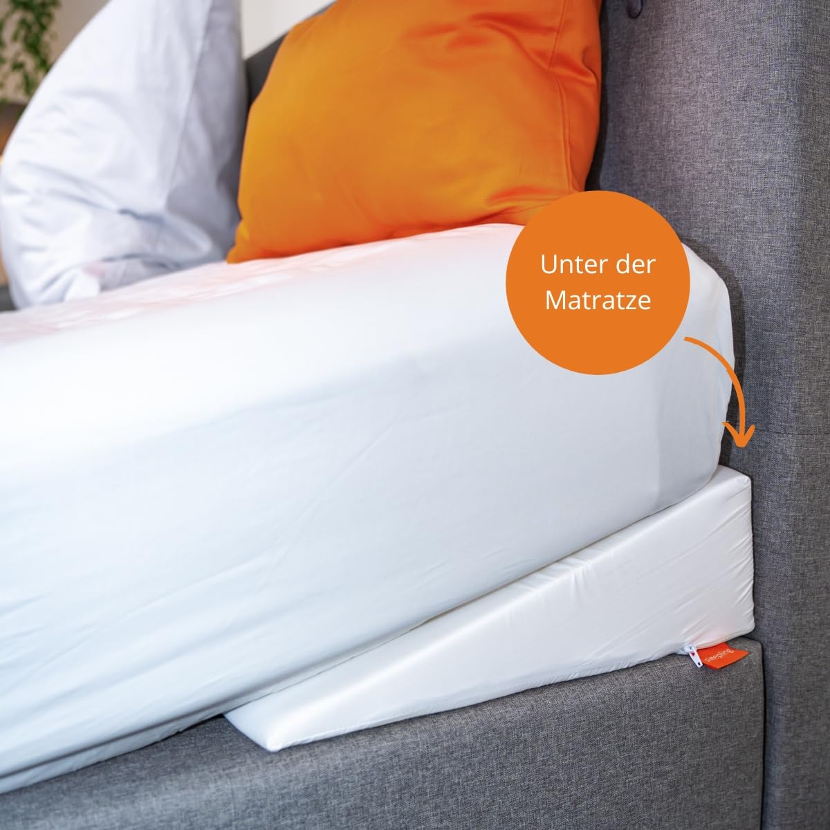 Sleeping wedge pillow, reflux pillow for bed and sofa, mattress wedge for adults, bed riser, 45 x 100 x 15 cm, including washable cover up to 60 degrees, Oeko-Tex 100, Made in EU.