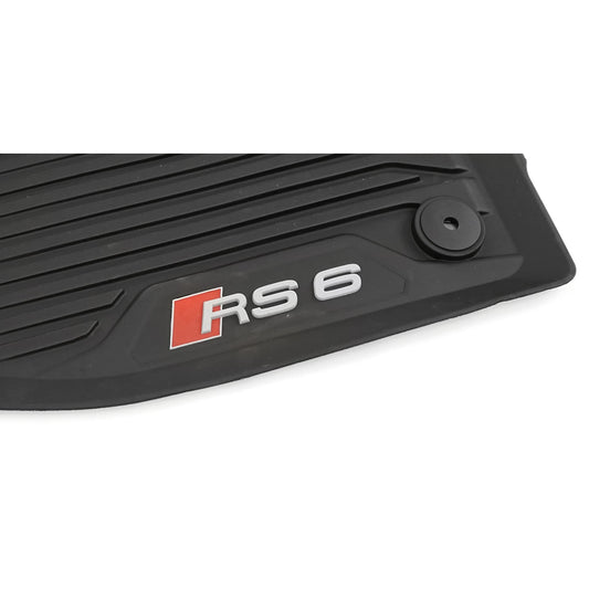 Audi 4K1061501A041 Rubber Floor Mats Front 2X Premium All-Weather Rubber Mats, with RS6 Lettering