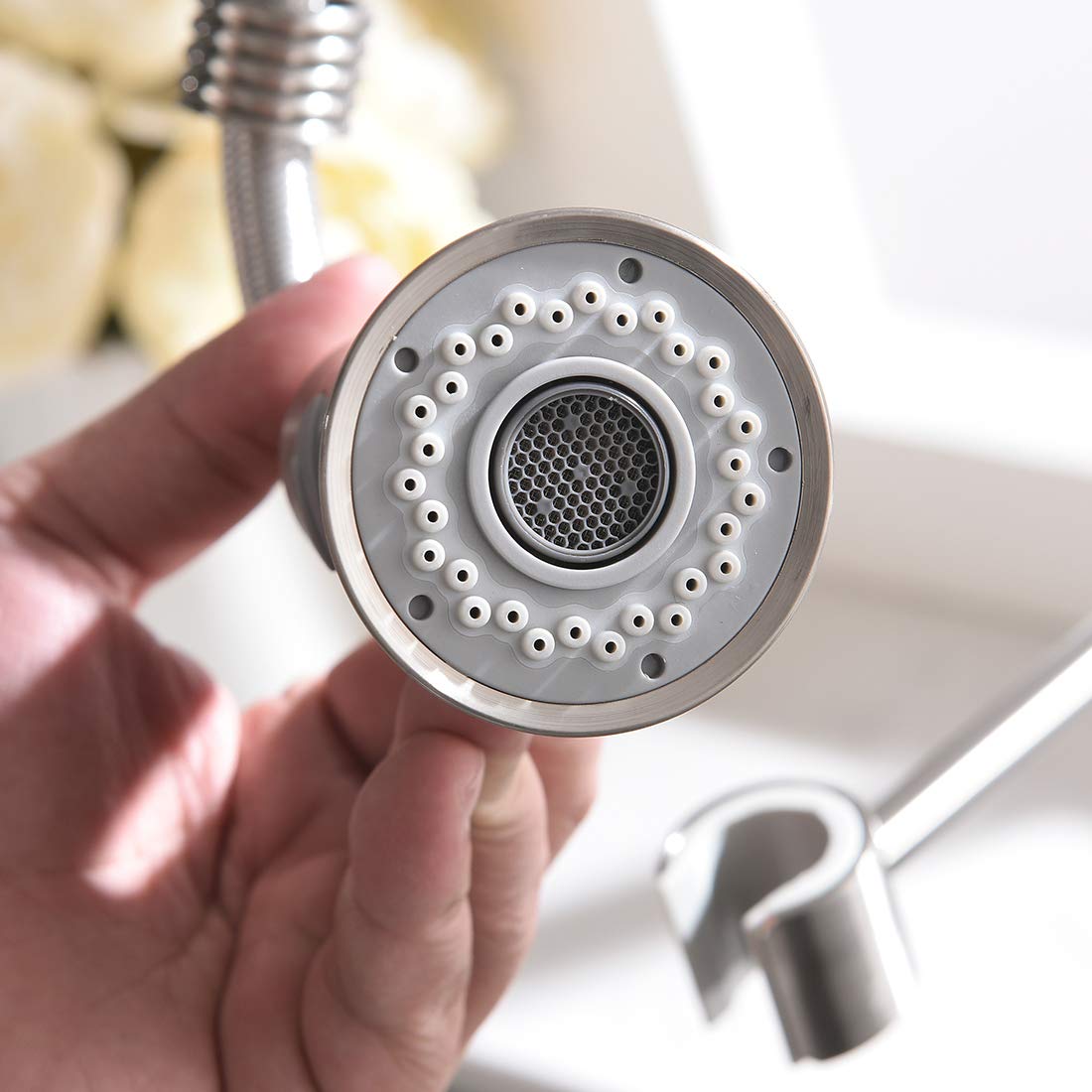 TIMACO kitchen faucet 360° swivel kitchen tap mixer kitchen faucet brushed nickel spiral spring faucet.
