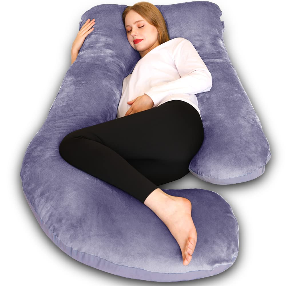 Chilling Home Pregnancy Pillow J Shape, Side Sleeper Pillow with Cover J Pillow Nursing Pillow large Support Pillow, Pillow for Women and Side Sleepers
