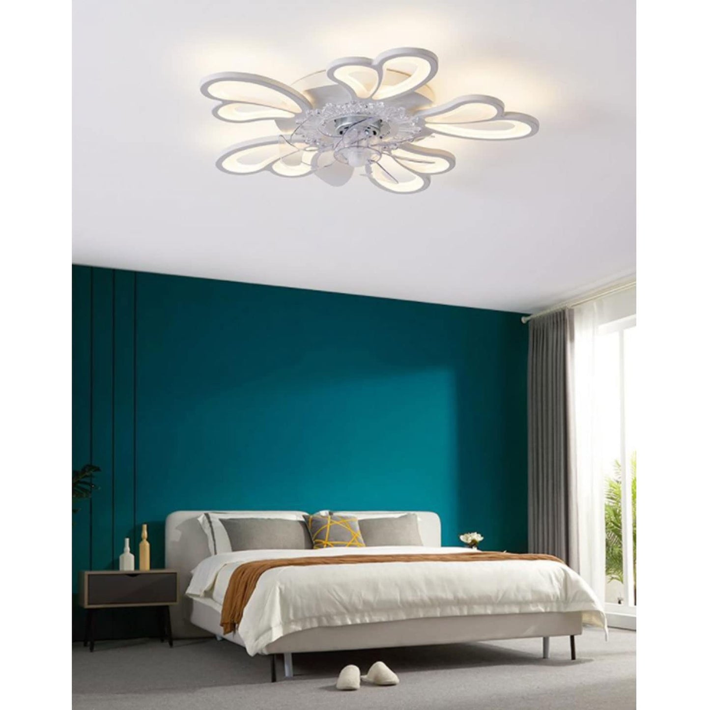MiiR Quiet Ceiling Fan With Lighting, LED 50W Dimmable Ceiling Light With Fan With Remote Control And APP, 6-Speed Wind Speed Ceiling Light For Bedroom Living Room Lamp
