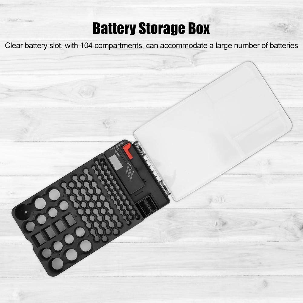 1 PC Battery Storage 104 Grids Battery Storage Box Battery Organizer Battery Box with Battery Tester with precise detection of AA, AAA, C, D, and 9V battery measurements.