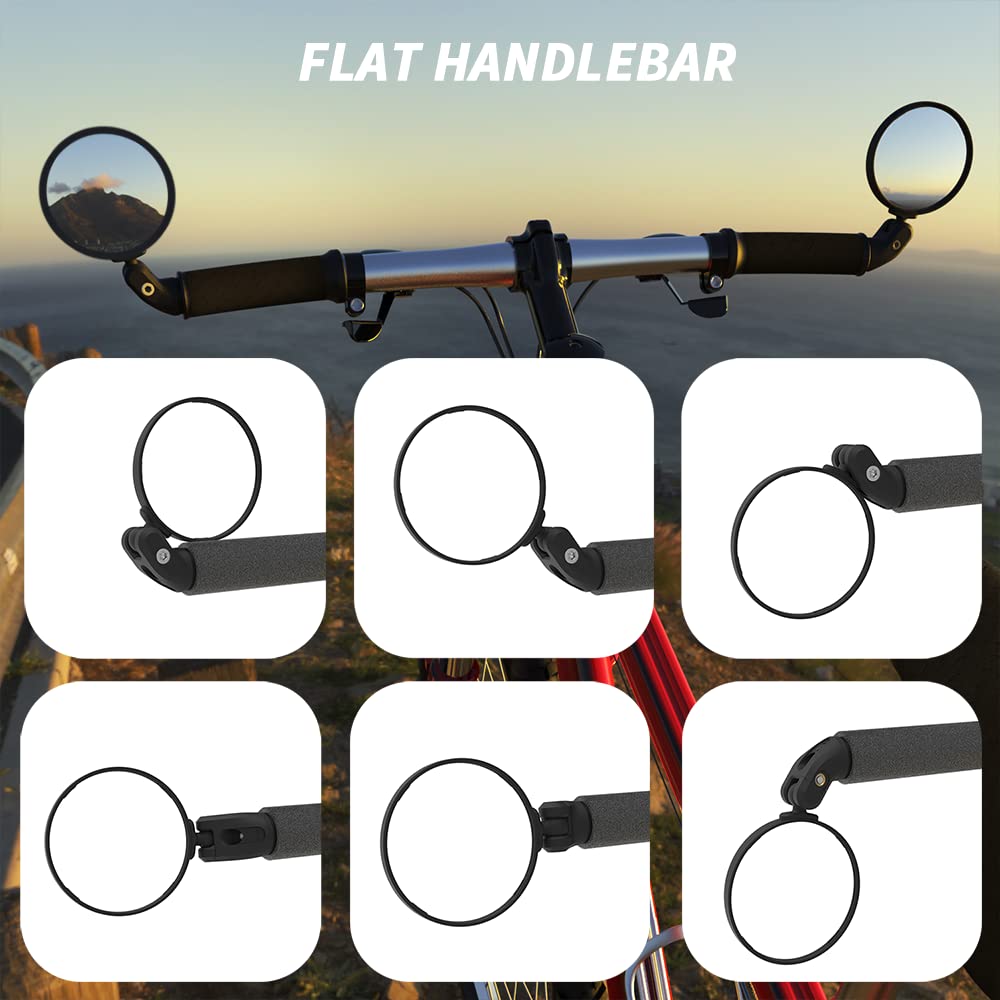 BriskMore Bike Mirrors, HD Glass, Convex Lens, 2 Pieces, Safer Rearview Mirror, Adjustable Handlebar, Wider View, Bike Mirrors for Scooters, Racing Bikes, Mountain Bikes.