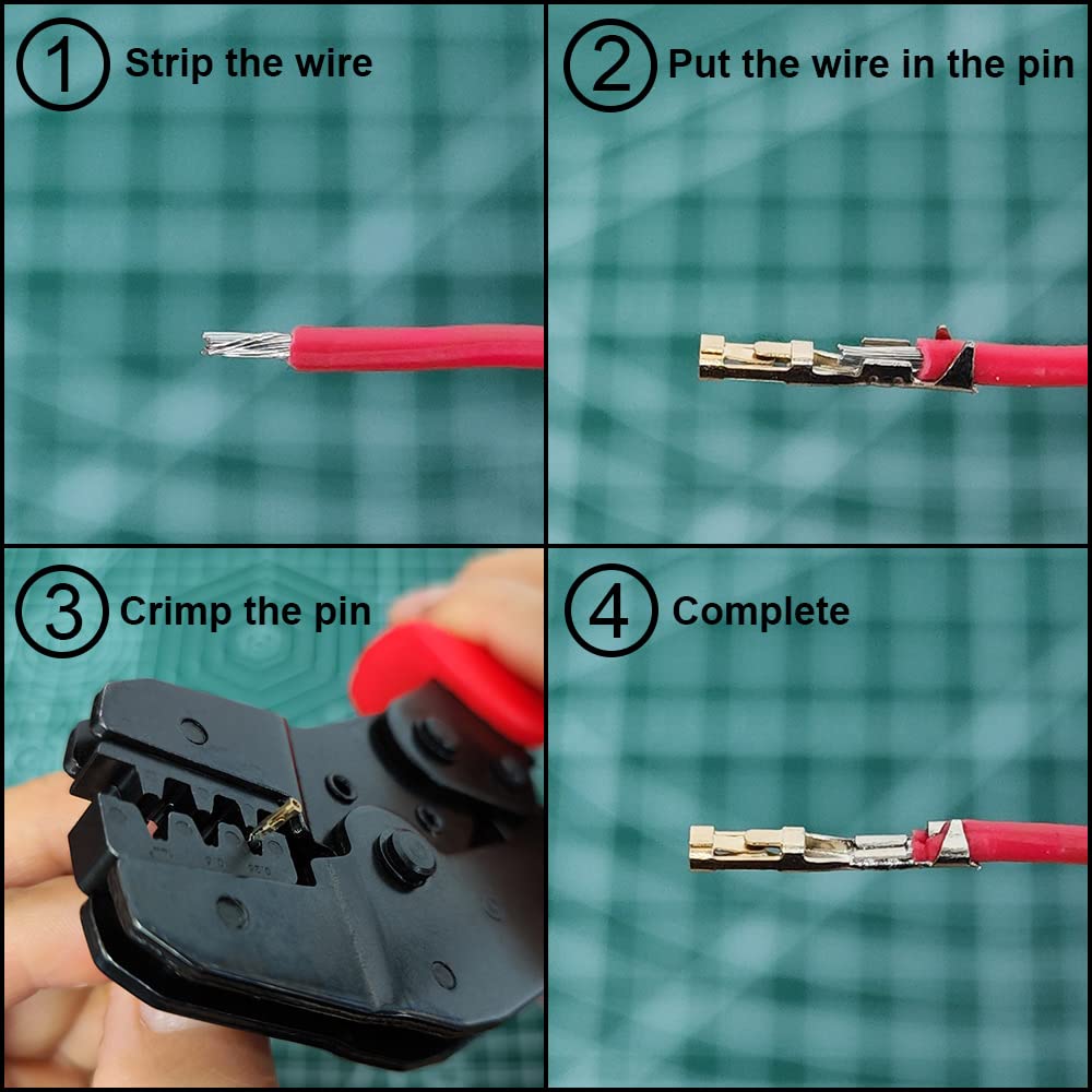 55 sets of servo connectors, male, female, crimp pin cable set with crimp tool, compatible with JR JST SYP Futaba for Hitec Spektrum RC.