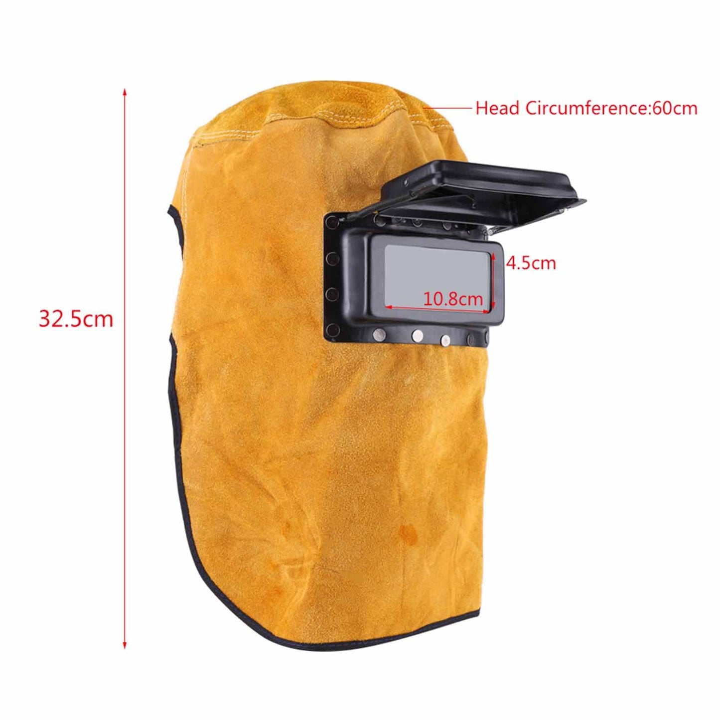 Leather welding helmet, breathable protective mask, welding helmet with safety glass.