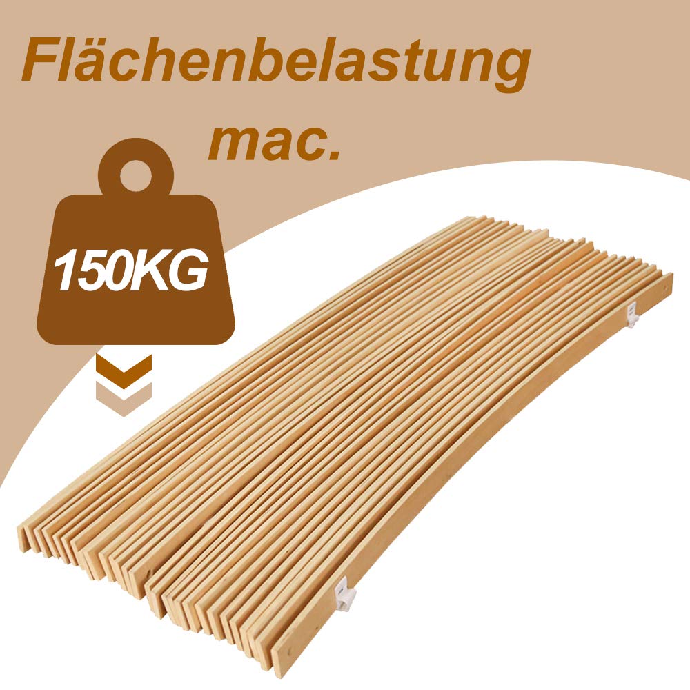 Jopassy slatted frames 2X slat base roll slatted frame 90x200cm 28 slats floor bed up to 200 kg loadable adjustable pre-assembled wooden slats bed frame replacement slats for floor