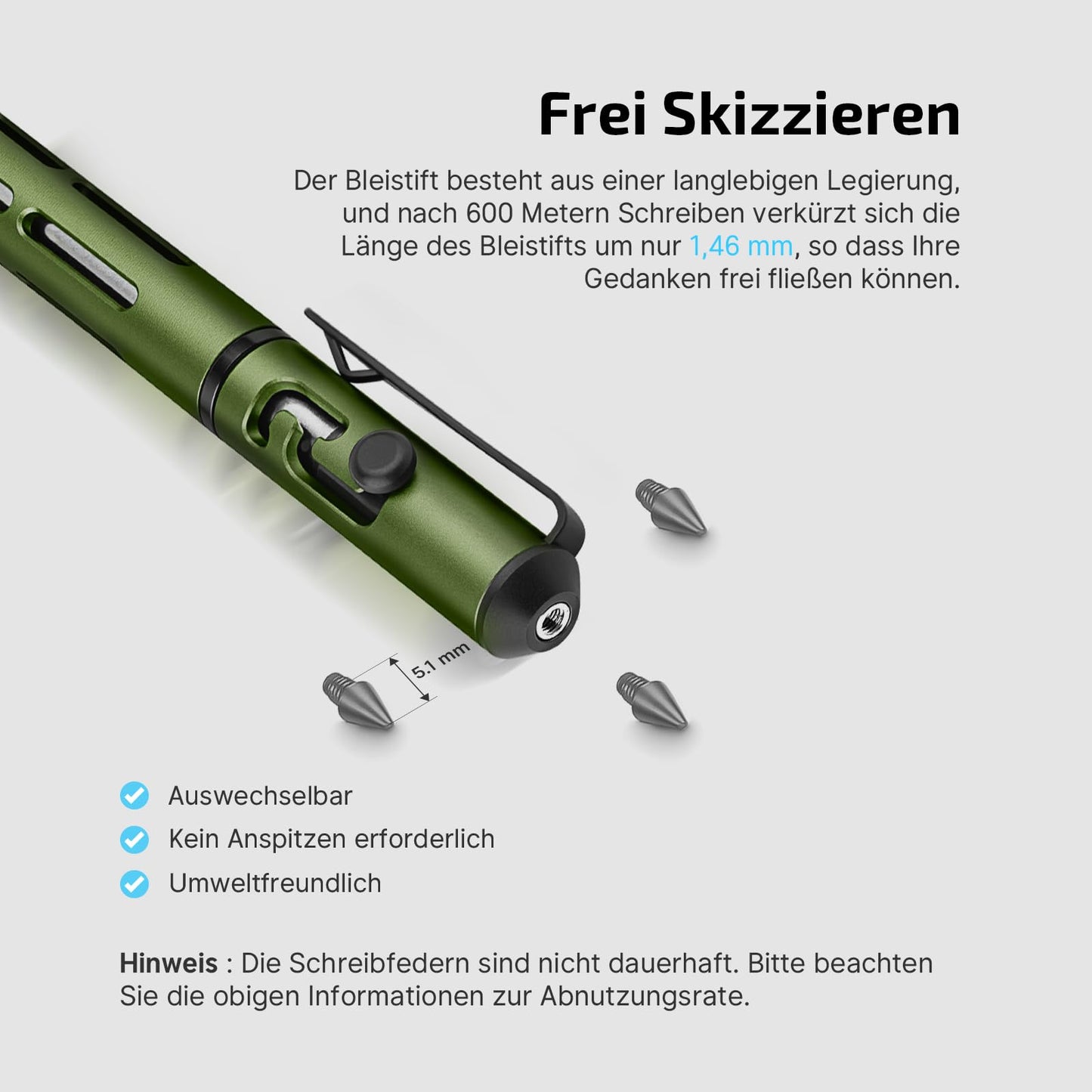 OLIGHT OPEN Mini 2 multifunctional pen and pencil, black ink, suitable for office, business, outdoor (Green)