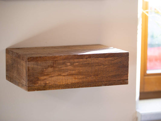 Woodkings® Wall shelf with secret compartment drawer Old wood rustic brown colored Shelf Nightstand