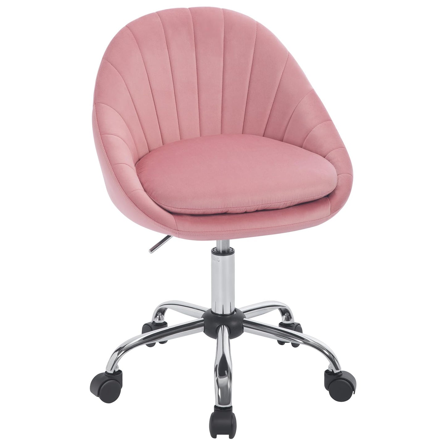 WOLTU home office chair, ergonomic office chair, swivel vanity chair, swivel chair with casters, desk chair with 150 kg weight capacity, for study bedroom, velvet, pink, BS167rs