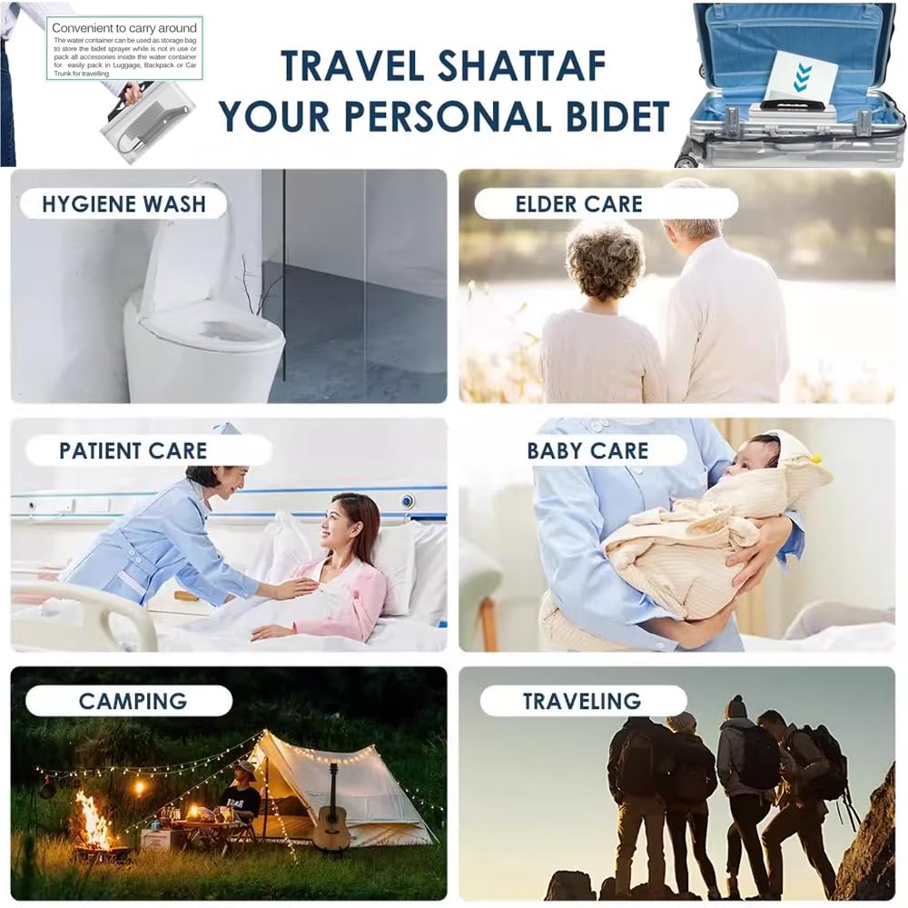 Zooma Travel Bidet Electric, 2.3L Portable Bidet, Electric Bidet Handheld Sprayer for Outdoor Toilet, Camping Bottle Spray Bottle Perineal Bottle for Women Men Children.