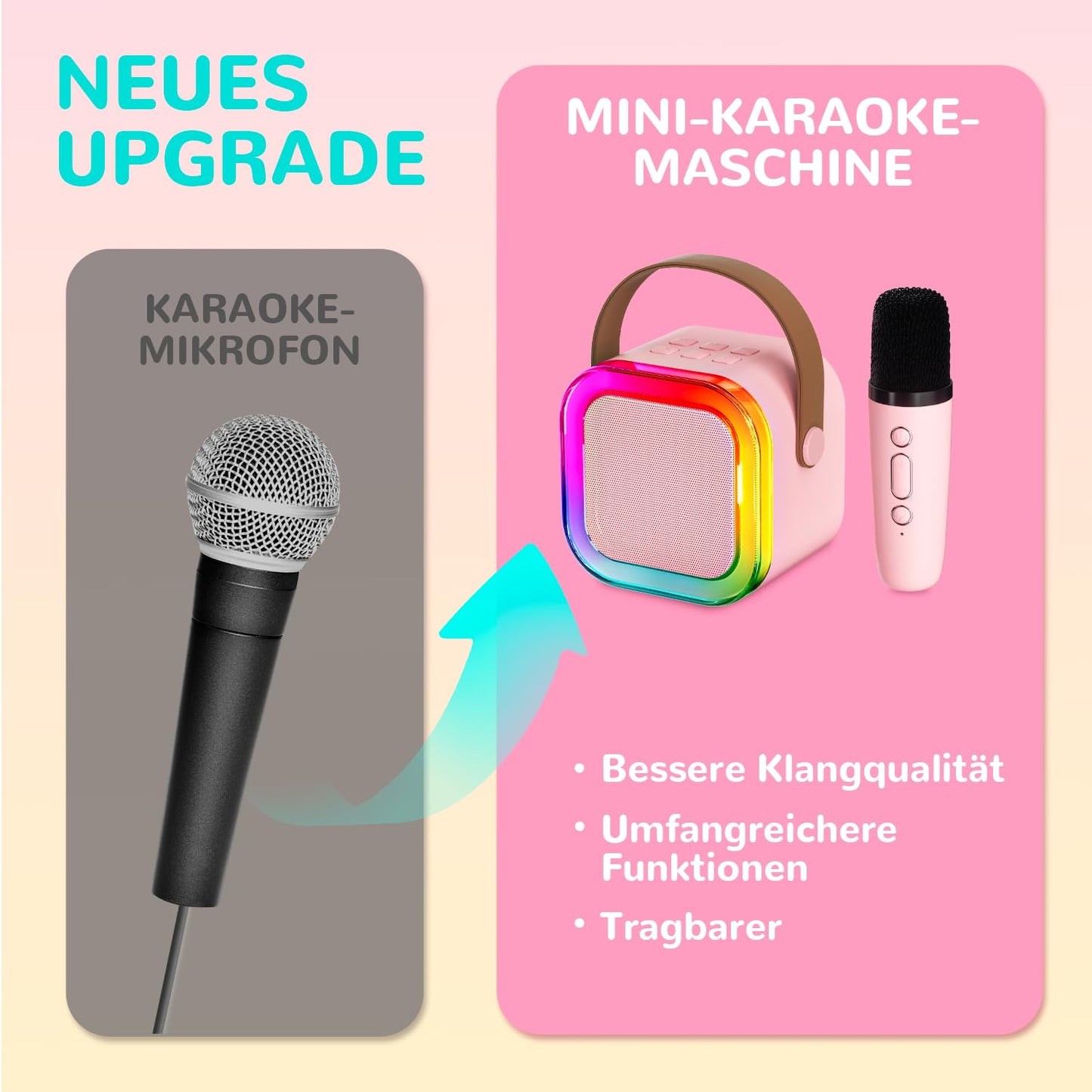 Gifts girls karaoke machine kids: Wowstar karaoke microphone kids - mini karaoke set with microphone - kids toy birthday gifts for 3-12 years girls music instrument accessories