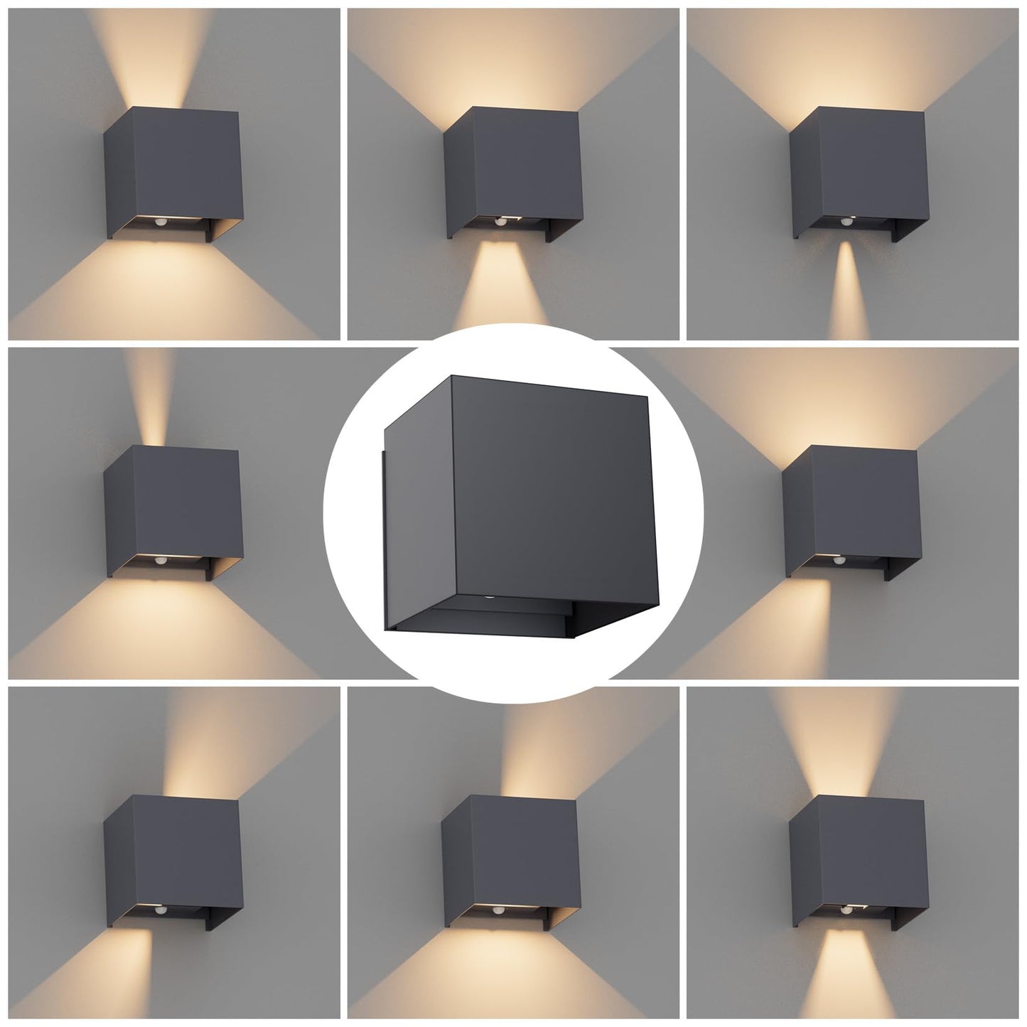 Klighten 2-piece Battery Wall Light with Motion Sensor, 3000K Wireless Wall Lamp, 5500mAh Rechargeable Wall Light with USB-C, Adjustable Beam Angle Indoor Wall Light for living spaces and more. Anthracite