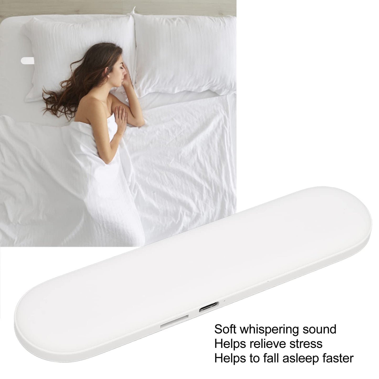 Pillow speaker Bluetooth pillow speaker ABS Bluetooth pillow speaker Portable bone conduction sleep speaker with stereo bass for deep sleep (White)