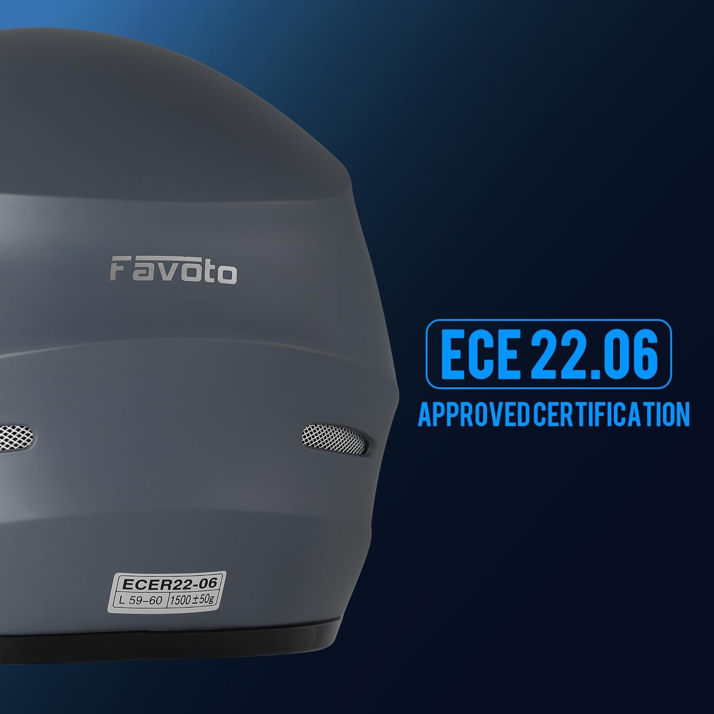Favoto motorcycle helmet Full face helmet for adults, breathable, ECE certified, size S (55-56cm) Grey.