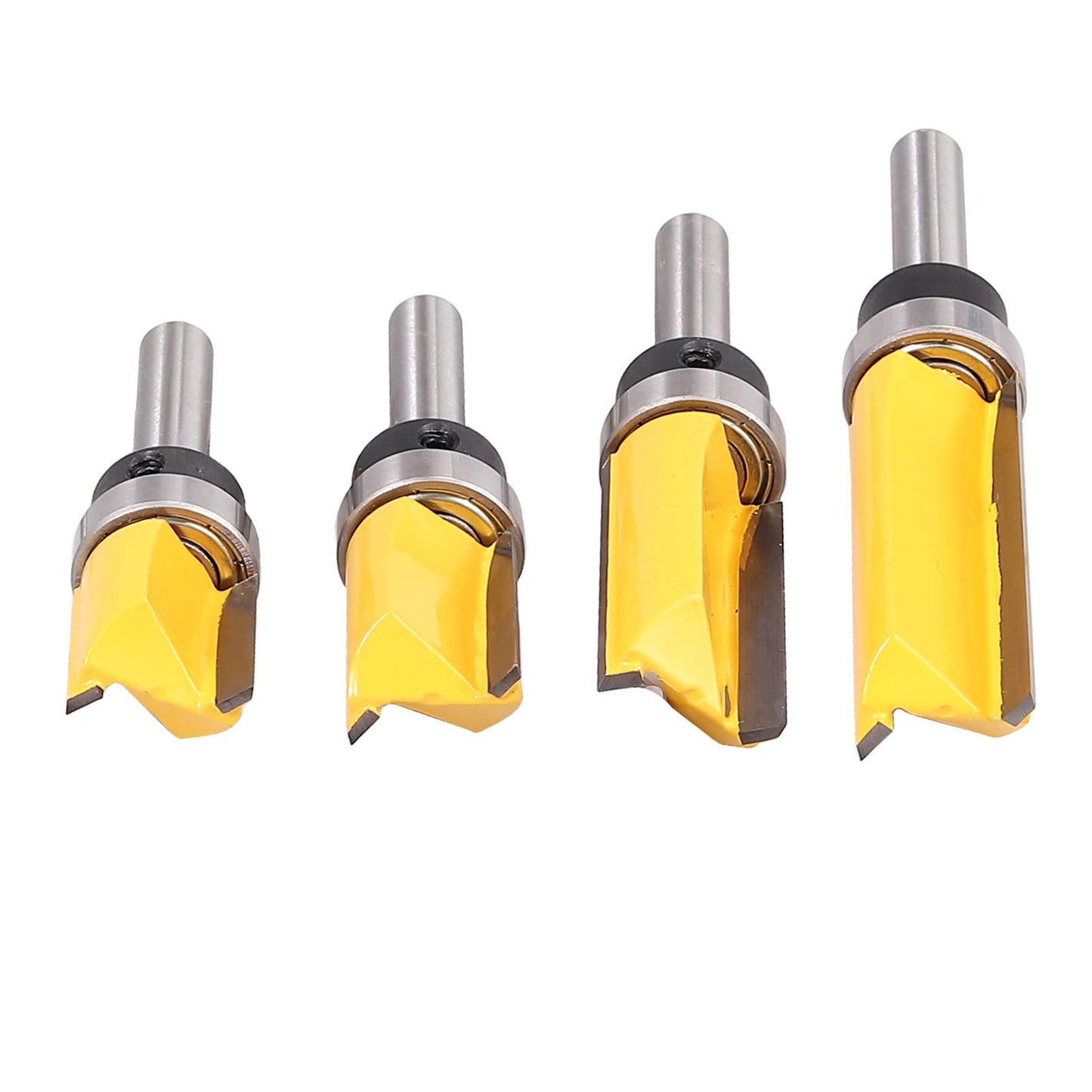 AUTOUTLET 4pcs Flush Trim Router Bit Set with 8mm Shank, Copy Router Bit Top Cutter Slot Cutter Rod Cutter, made of steel, wood cutter professional router woodworking cutting tool