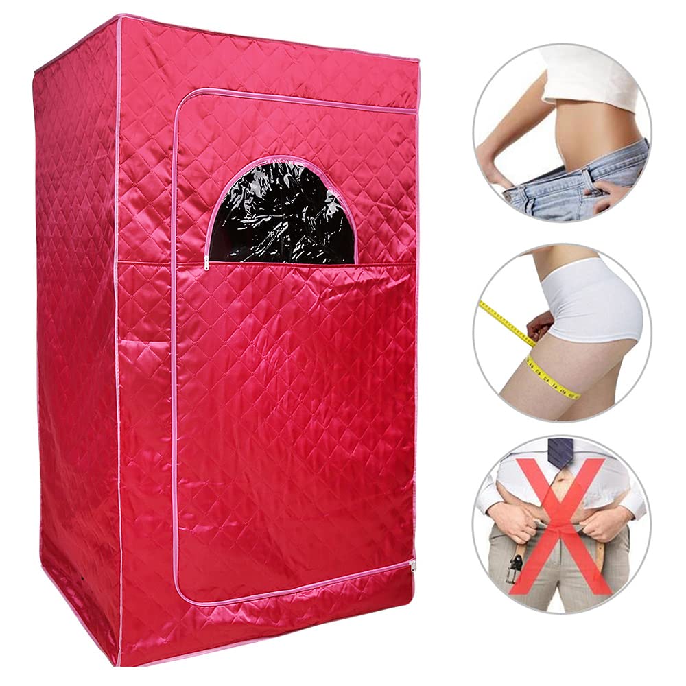 Portable sauna, mini steam sauna for home. Single portable sauna room can relieve fatigue, aid in weight loss, with remote control, timing, and temperature setting (100 * 80 * 170cm red).
