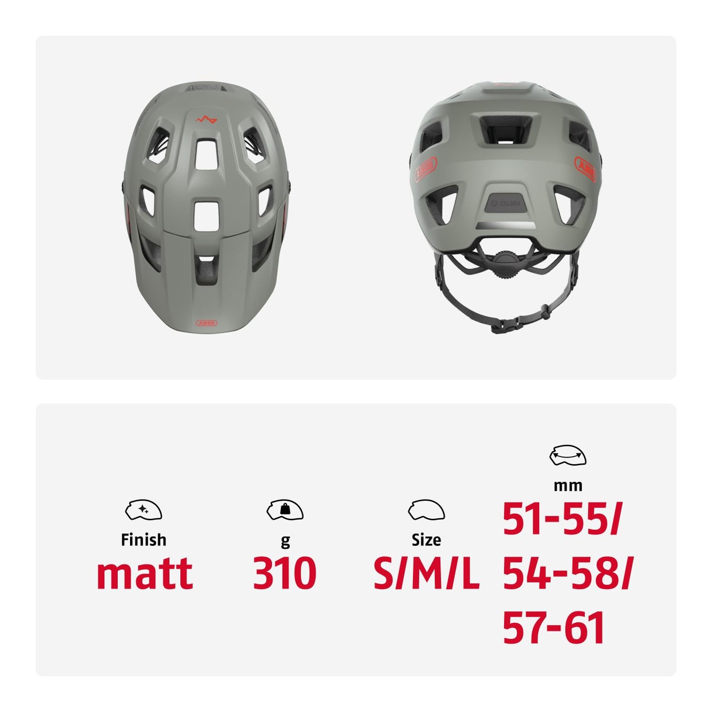 ABUS MTB helmet MoDrop - robust cycling helmet with good ventilation for mountain bikers - individual fit - Unisex - Gray, size S, S (51-55 cm)