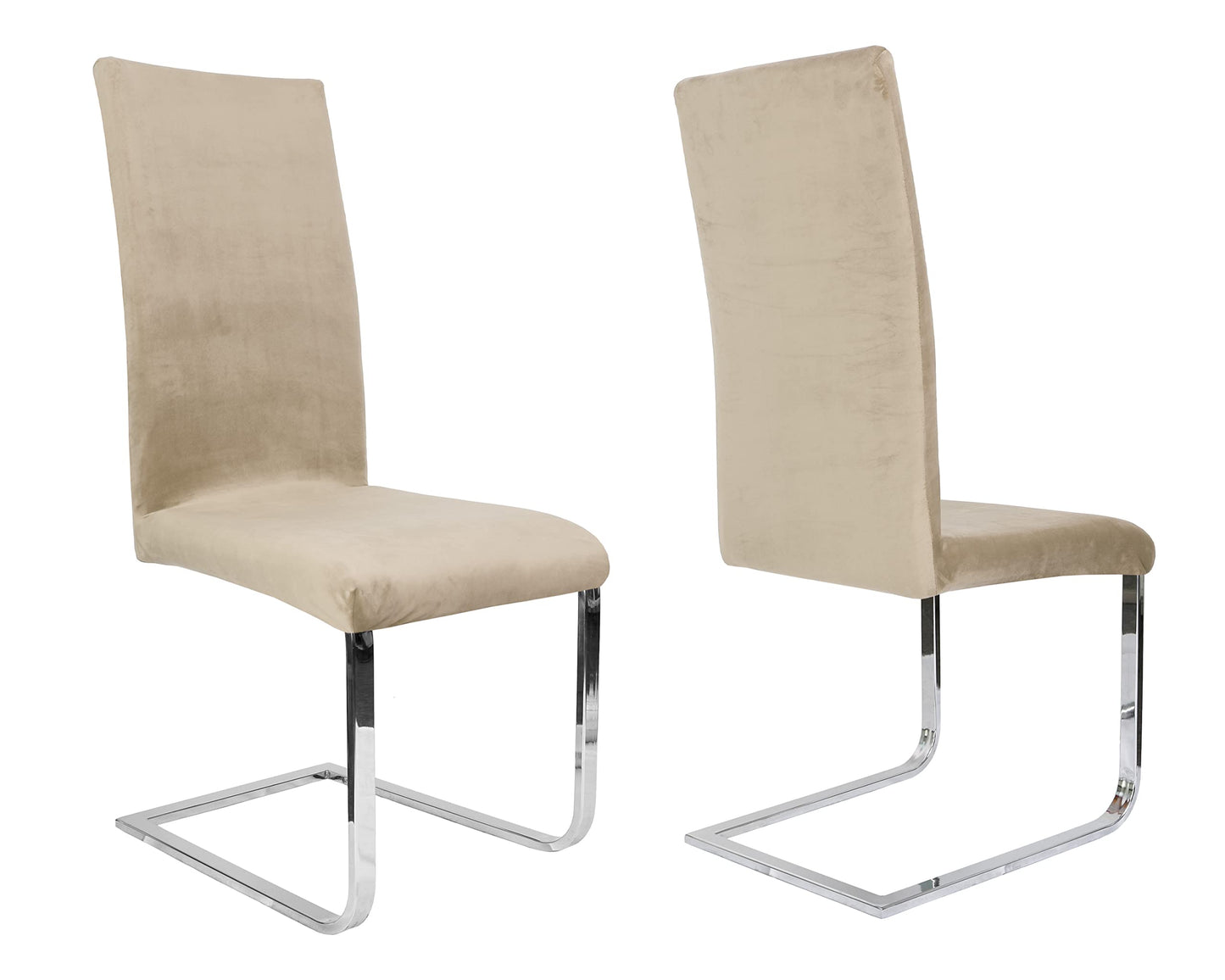 BEAUTEX 4-piece set LEA chair cover, elastic solid color velvet microfiber stretch cover available in various colors (Natural)