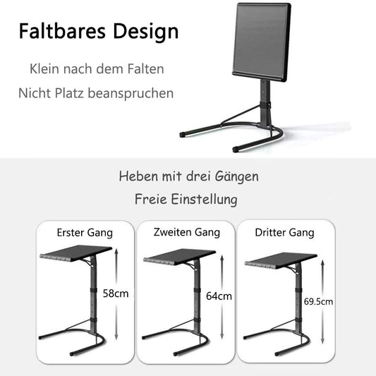NICEME Folding Laptop Table Side Table Laptop Table Height Adjustable Tilt Adjustable Lightweight Portable for Bed Sofa Outdoor Color: Black, Size: 43x43cm